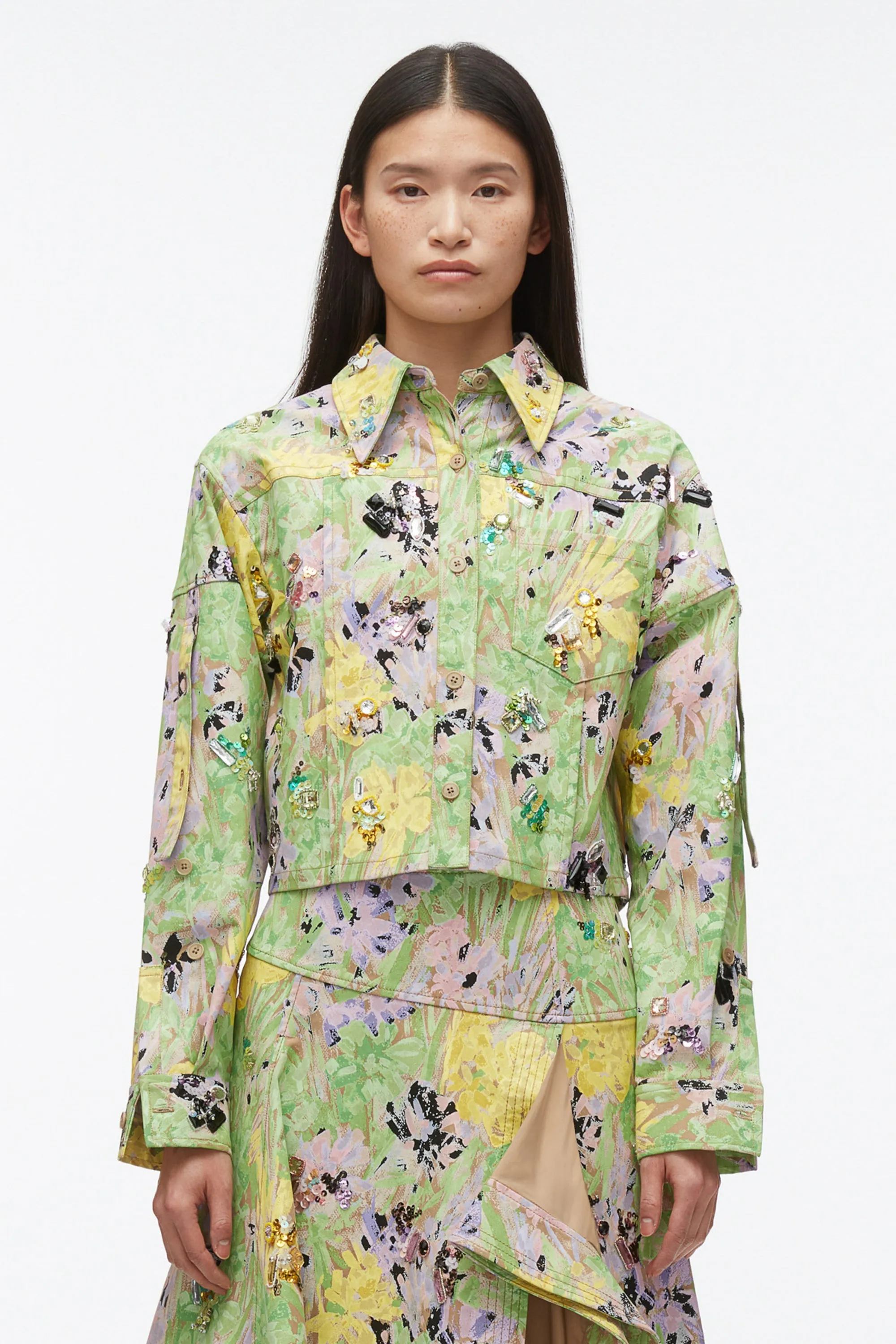 Flowerworks Embroidered Cropped Jacket