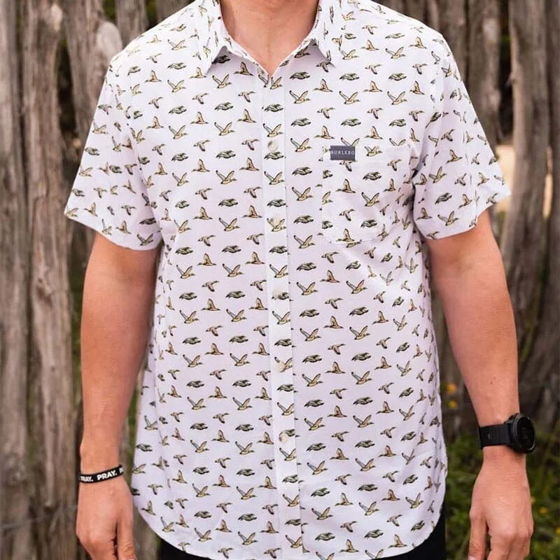 Flying Mallard Short Sleeve Performance Woven Button Down Shirt