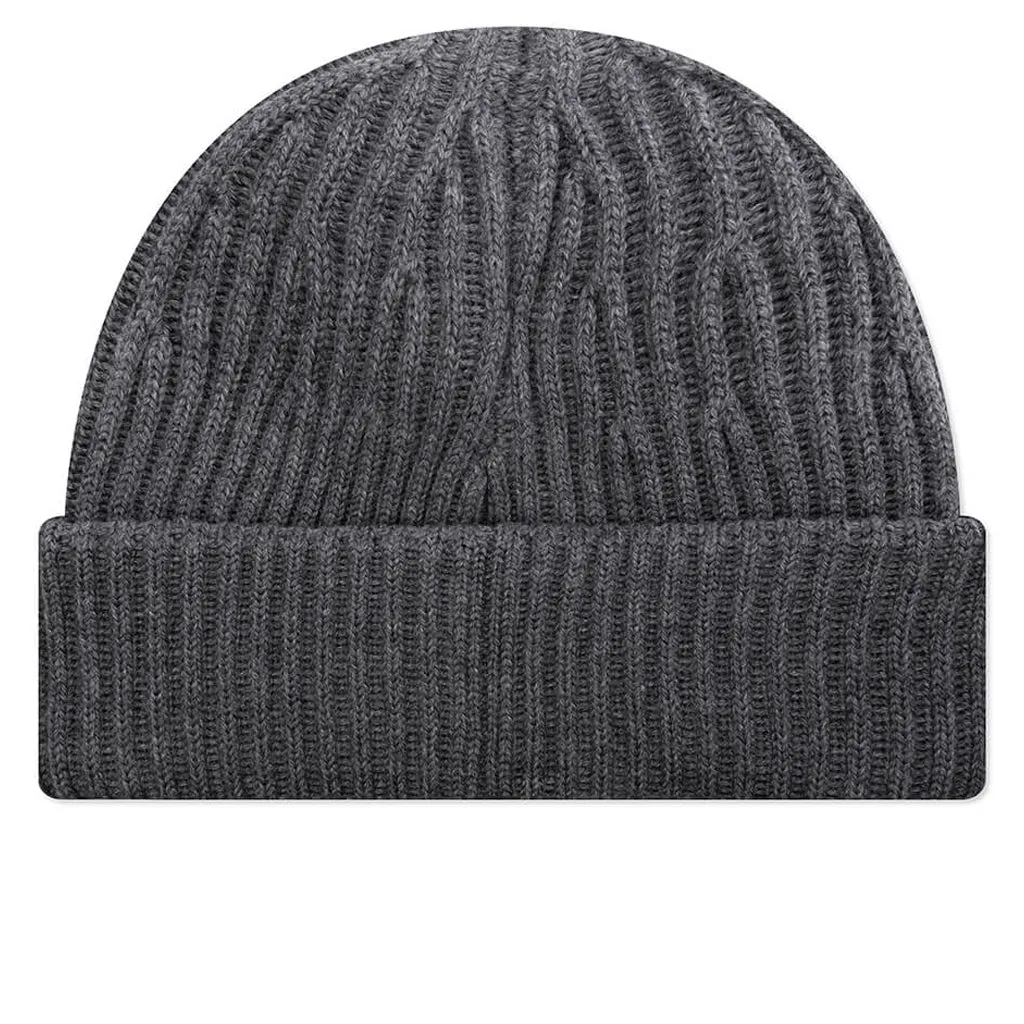 Full Rib Wool Beanie - Grey