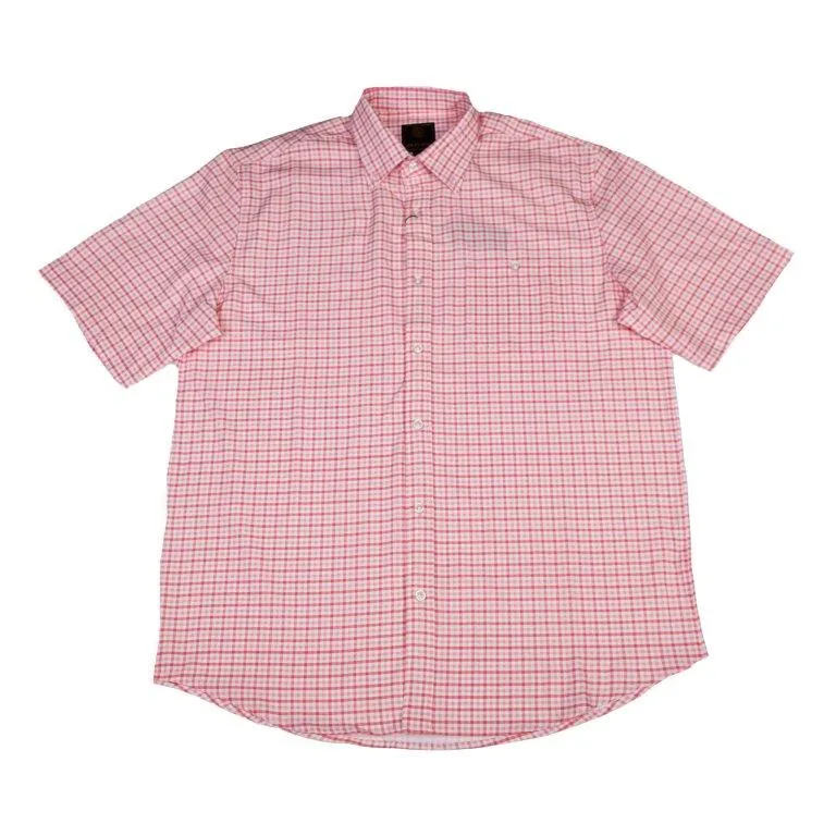 'FX Fusion' Men's Stretch Plaid Button Down - Coral / Pink