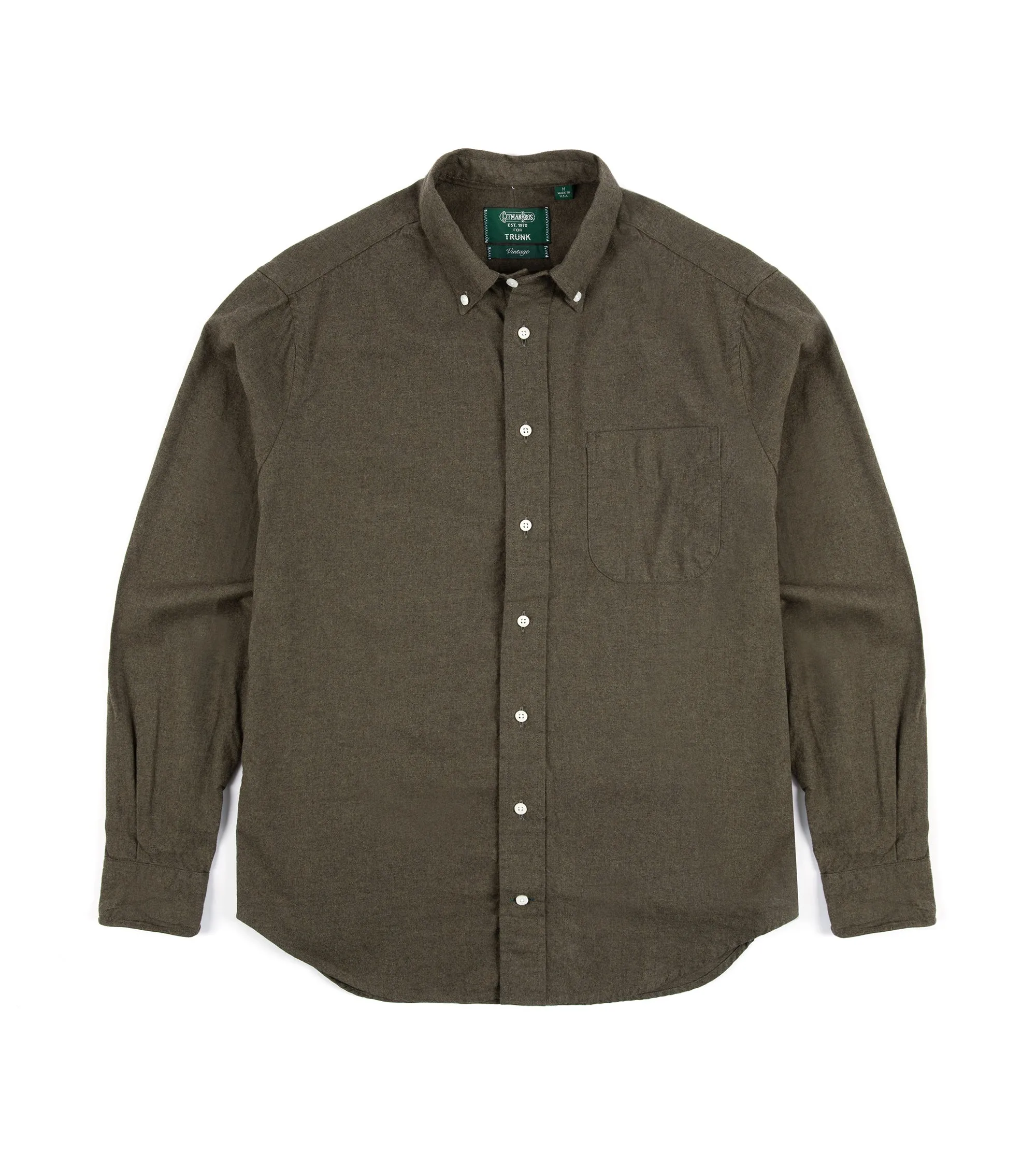 Gitman Vintage Classic Cotton Flannel Button Down Shirt: Olive