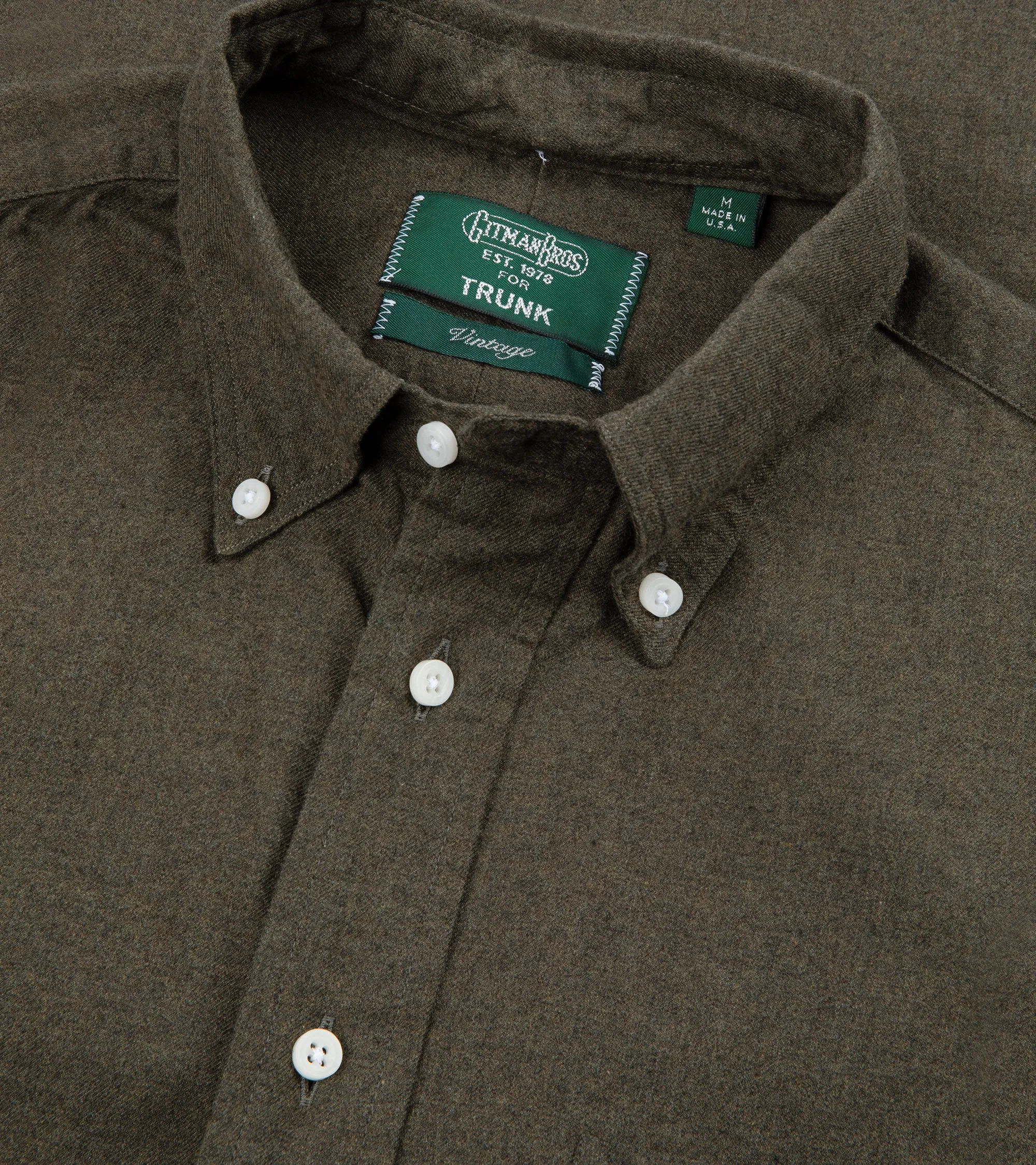 Gitman Vintage Classic Cotton Flannel Button Down Shirt: Olive