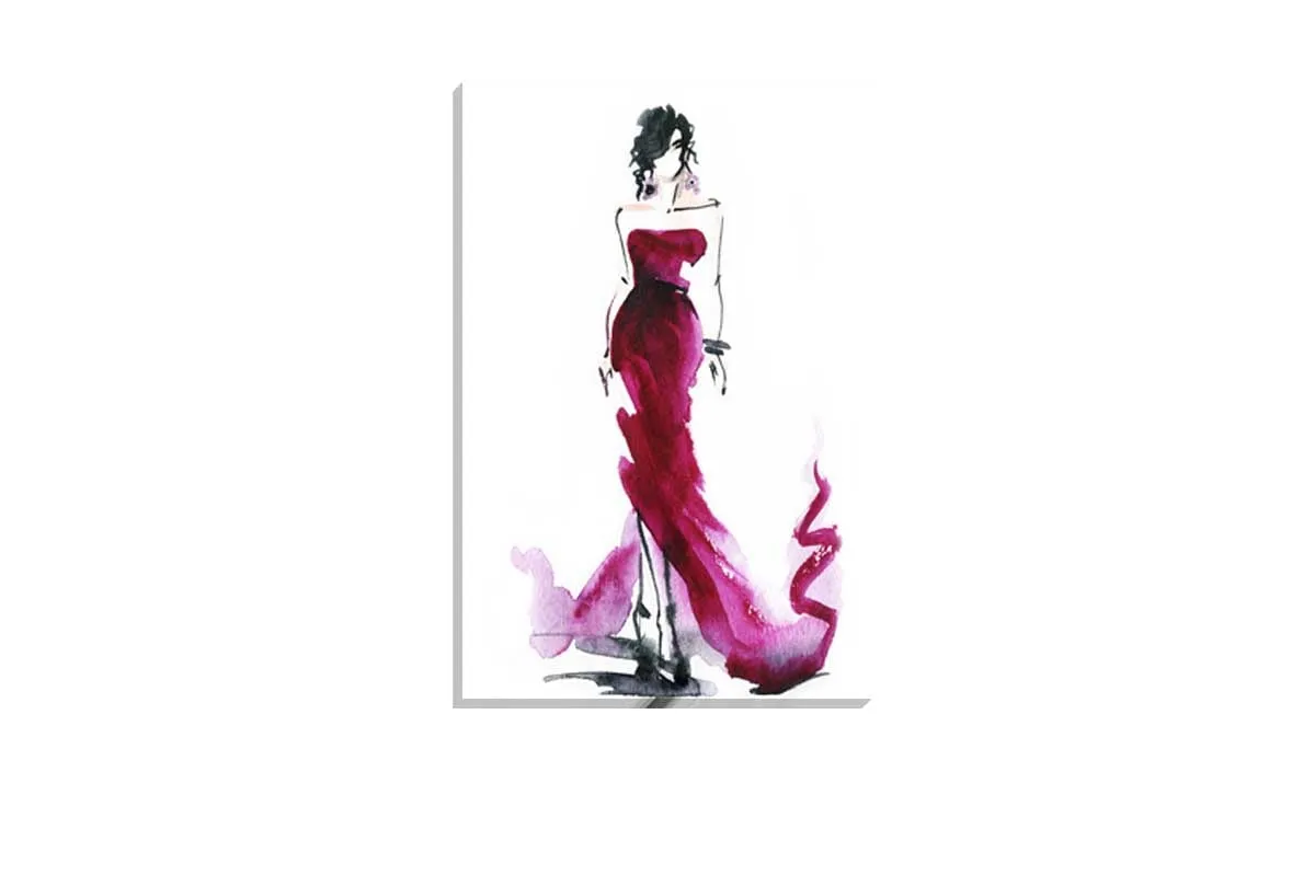 Glamorous Red Dress | Fashion Canvas Wall Art Print