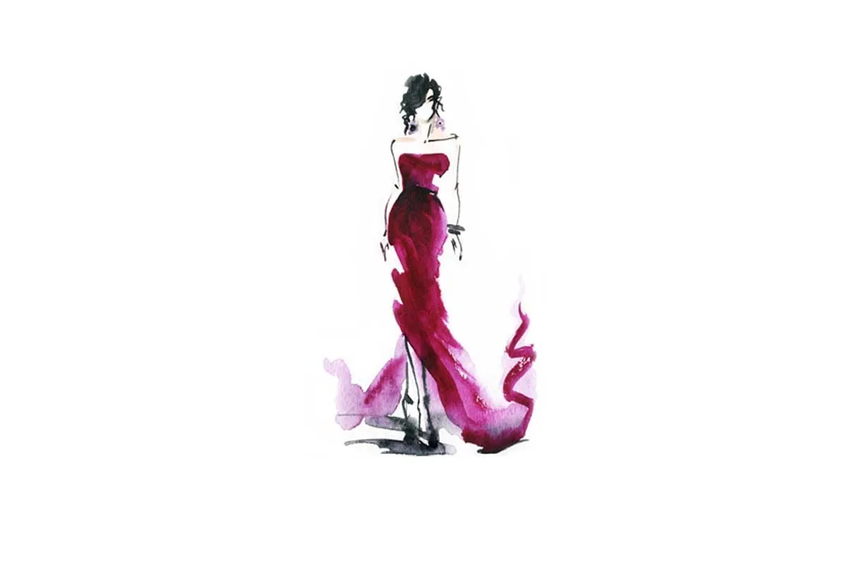 Glamorous Red Dress | Fashion Canvas Wall Art Print