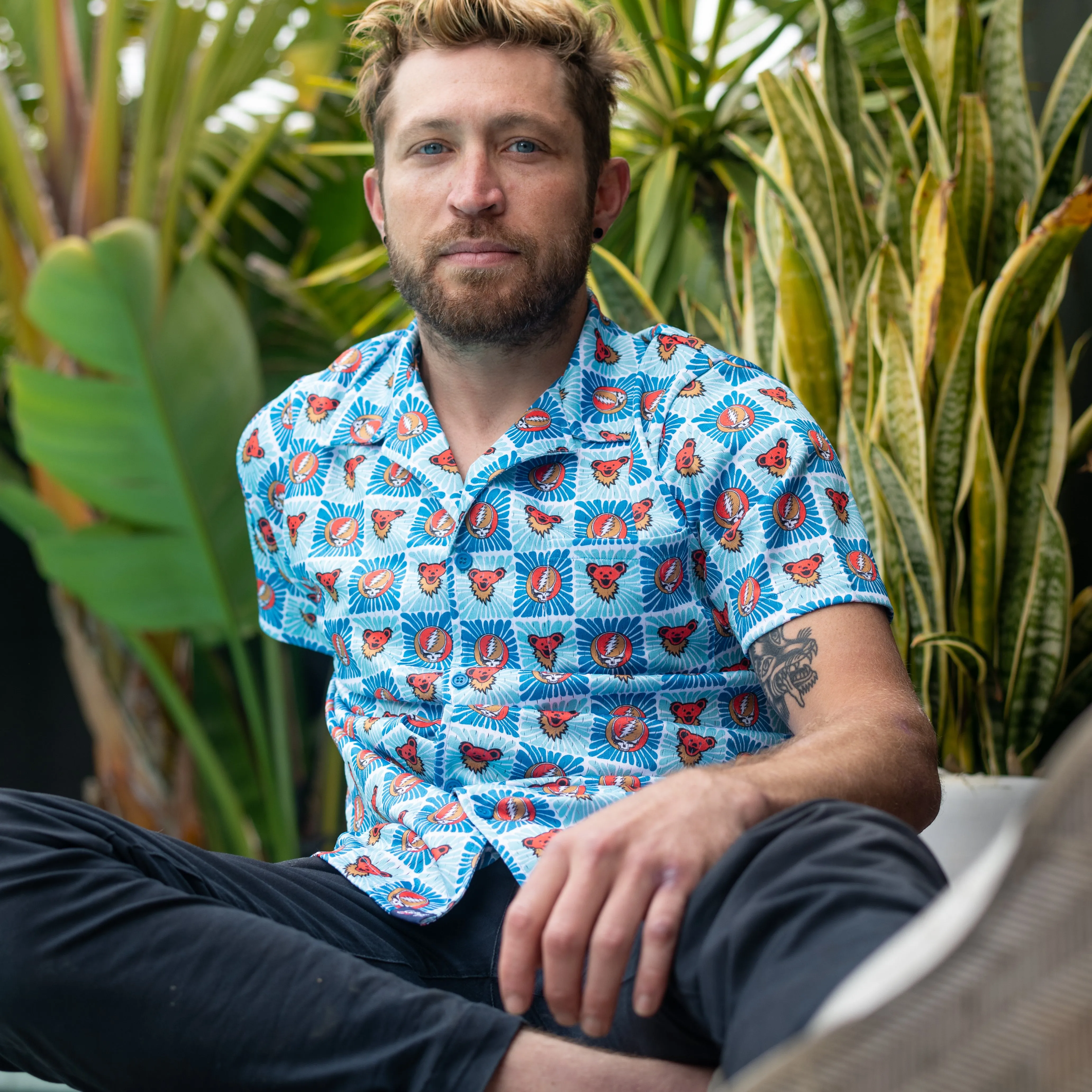 Grateful Dead | Mesh Button Down | Stealies & Bears