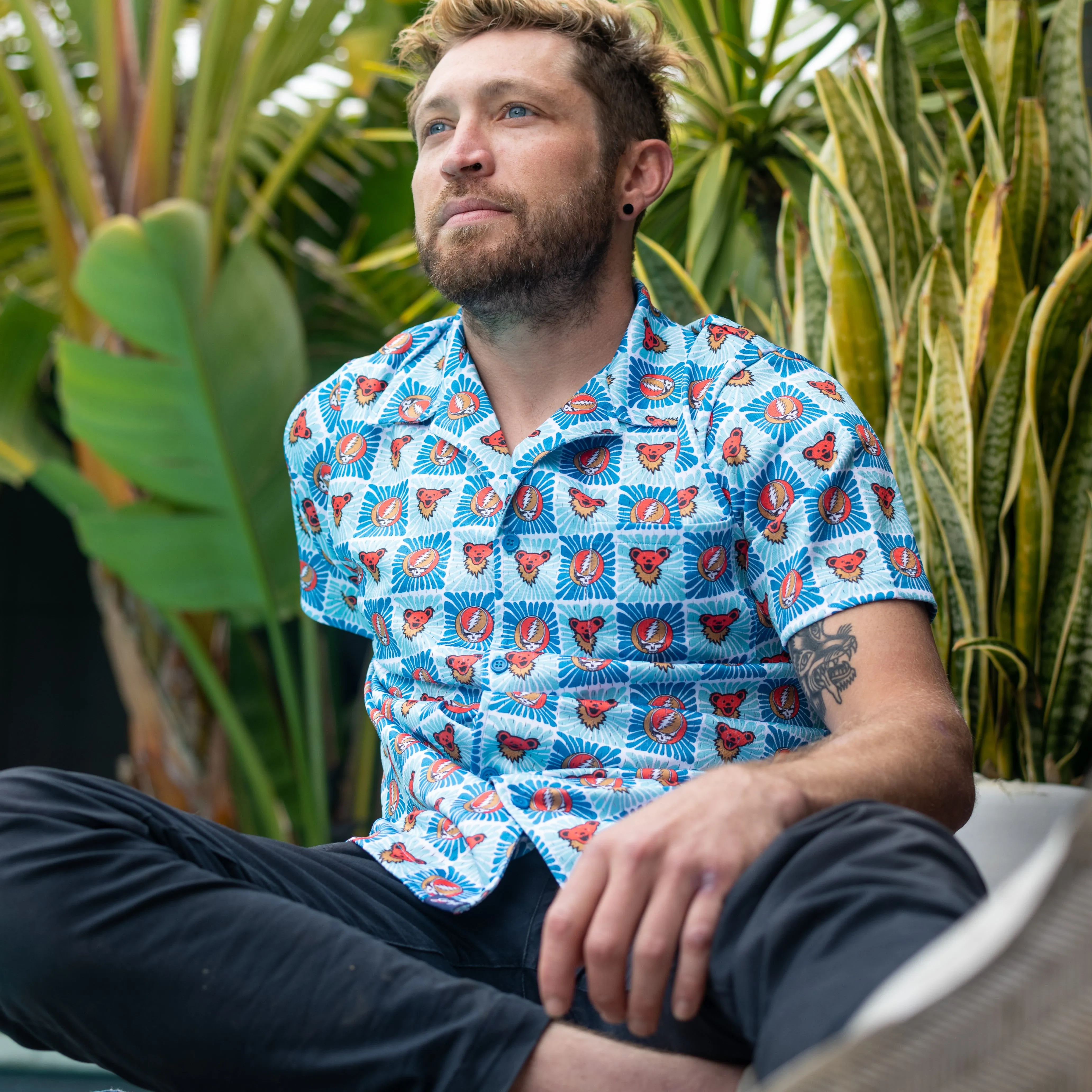 Grateful Dead | Mesh Button Down | Stealies & Bears