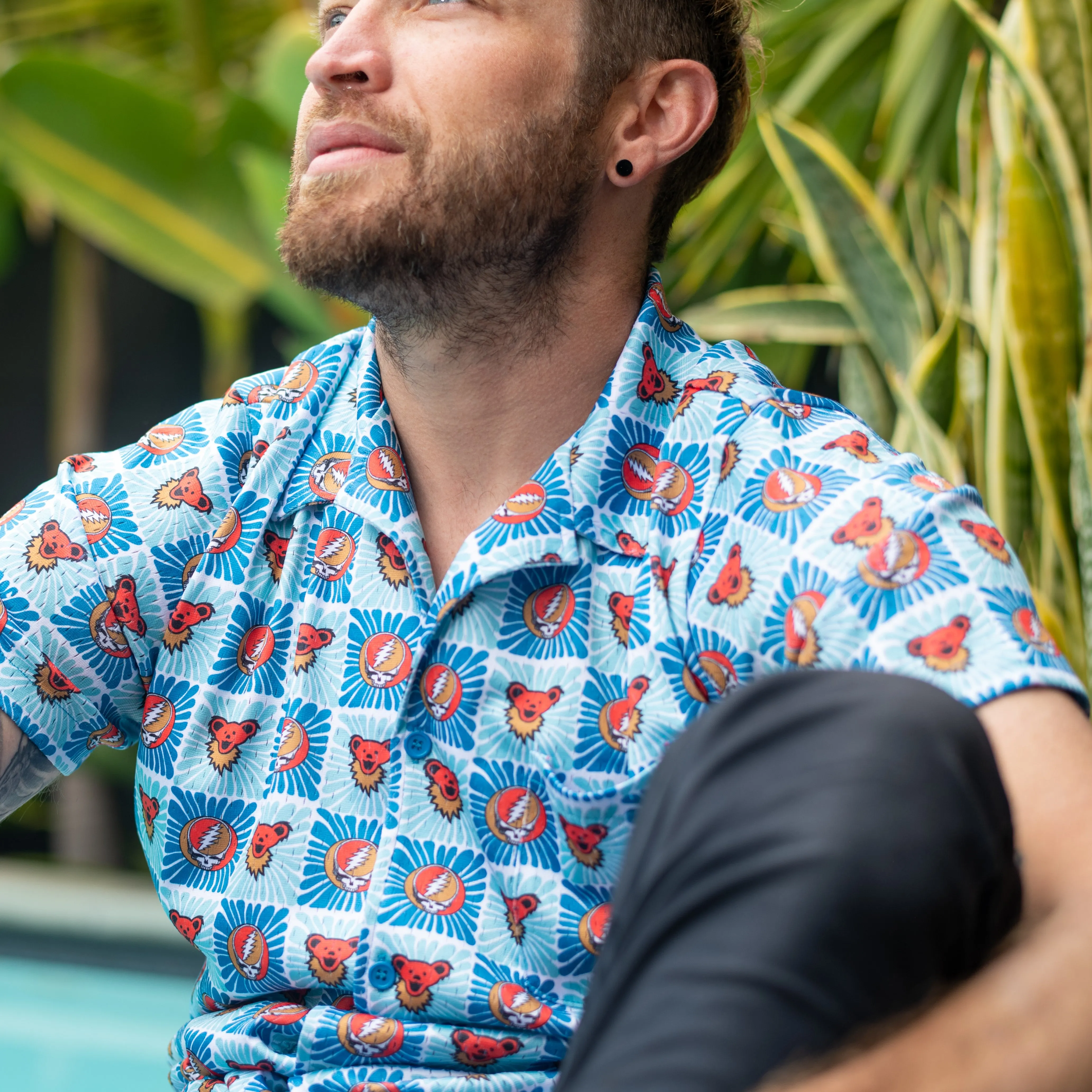 Grateful Dead | Mesh Button Down | Stealies & Bears