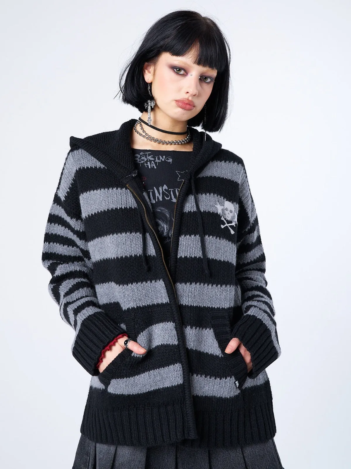 Hazardous Oversized Knitted Zip-Up Hoodie