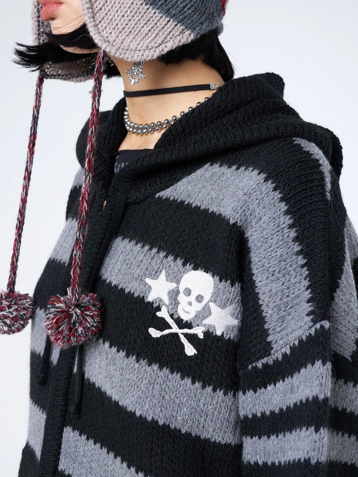 Hazardous Oversized Knitted Zip-Up Hoodie