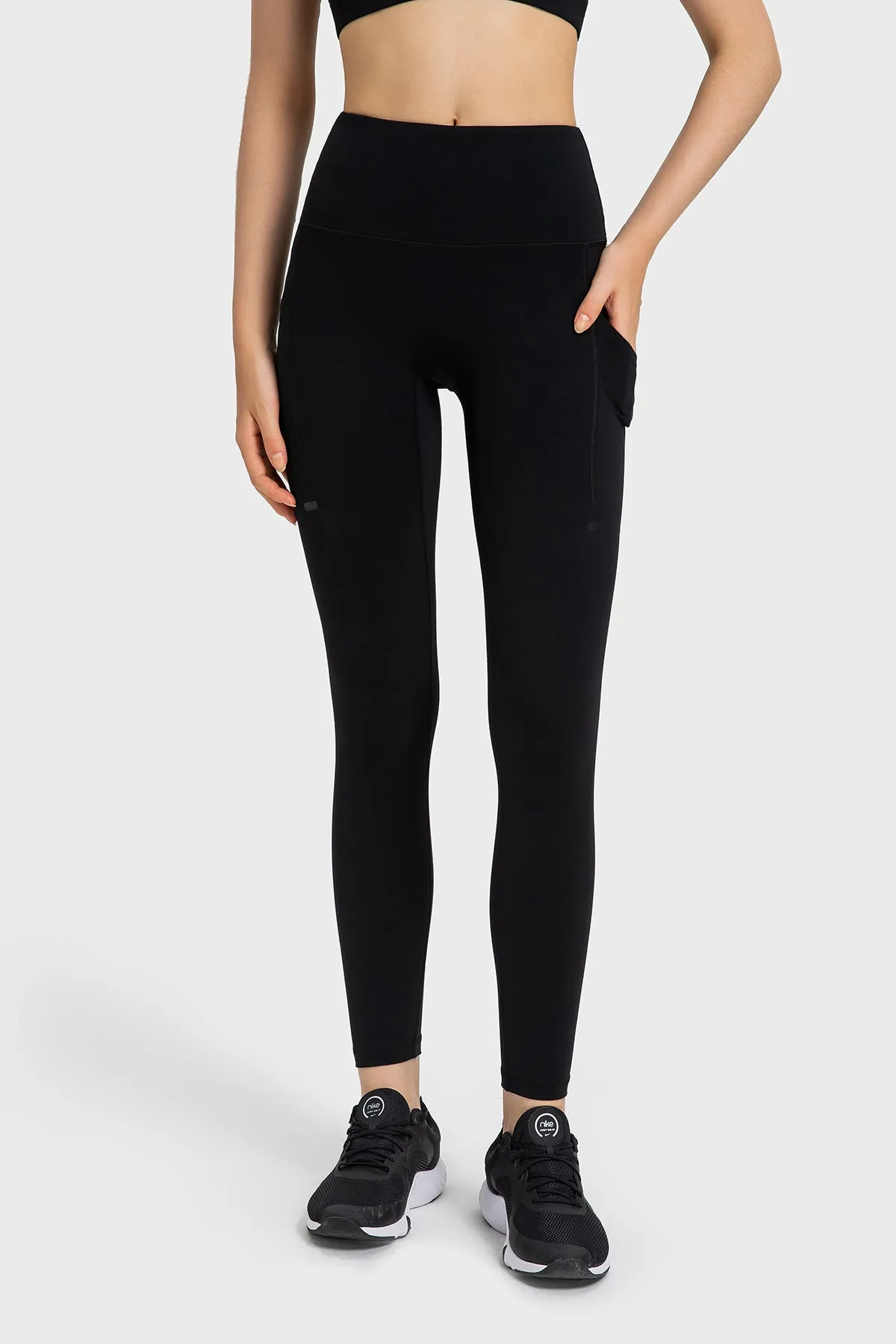 High-Waisted Compression Leggings with Side Pockets