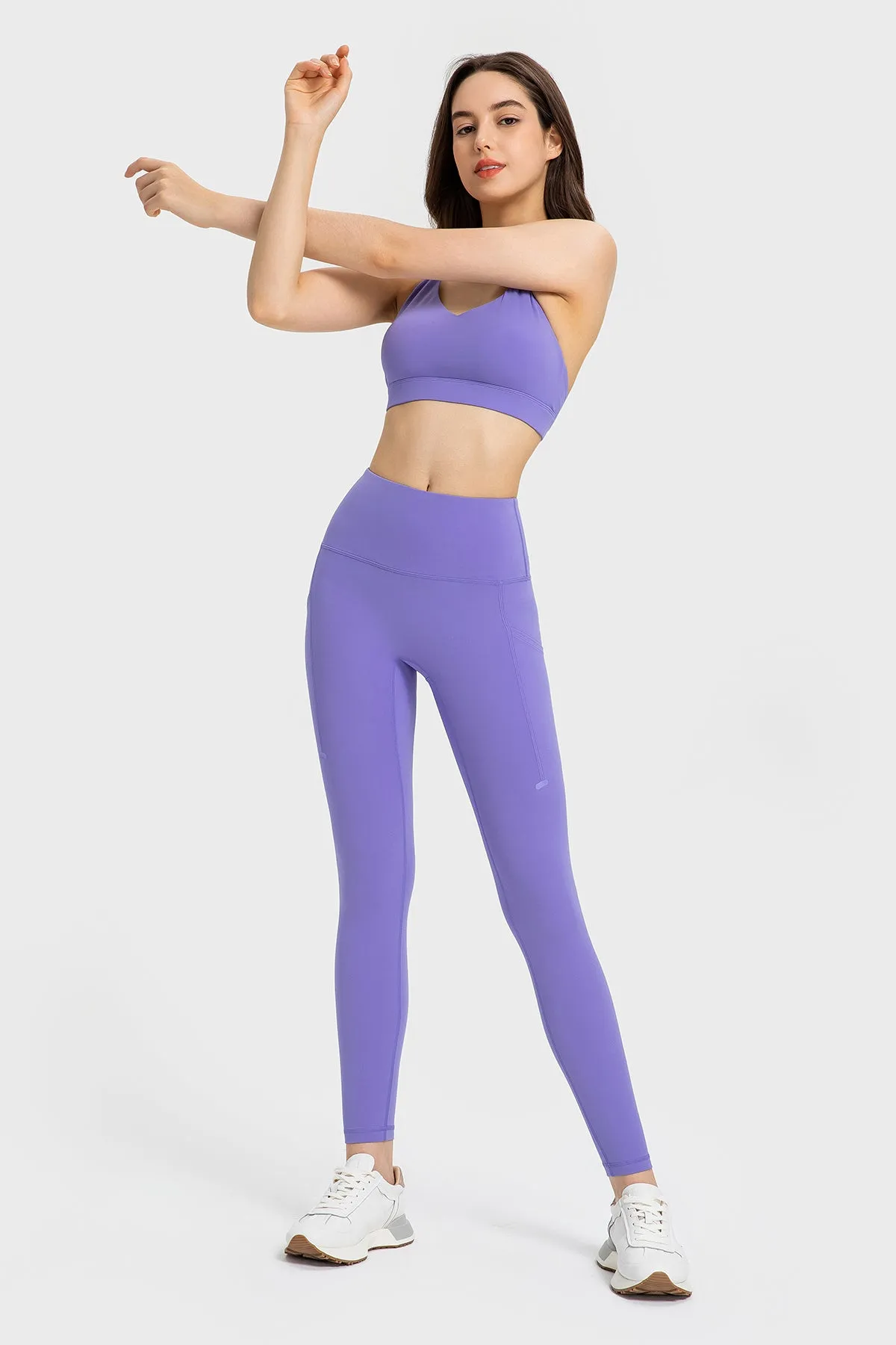 High-Waisted Compression Leggings with Side Pockets