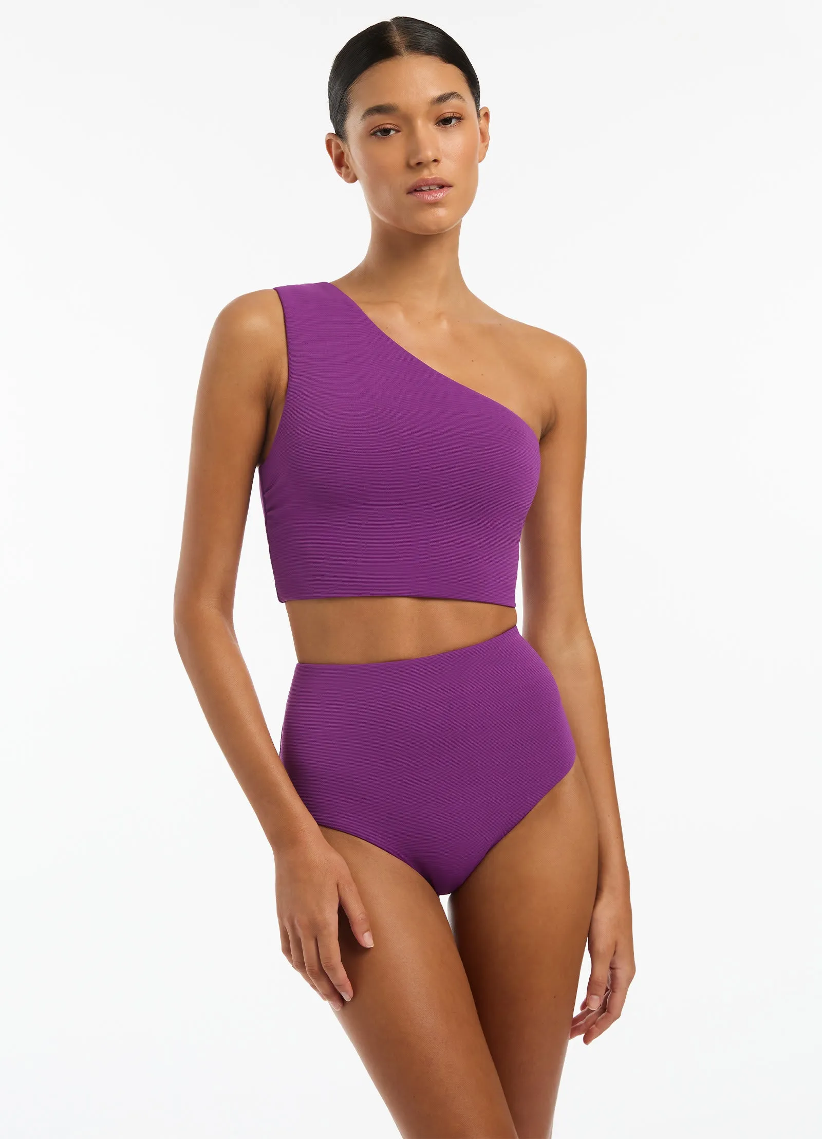 Isla Rib High Waisted Bikini Bottom - Wine Cup