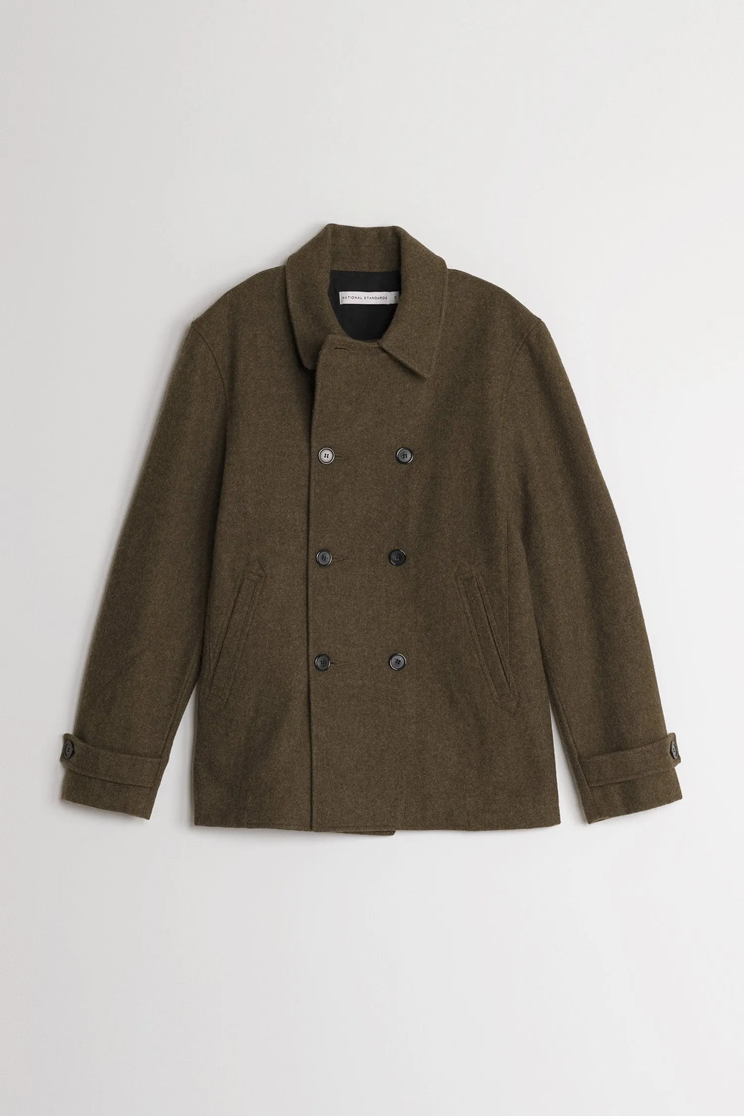 Japanese Loden Pea Coat in Army Green