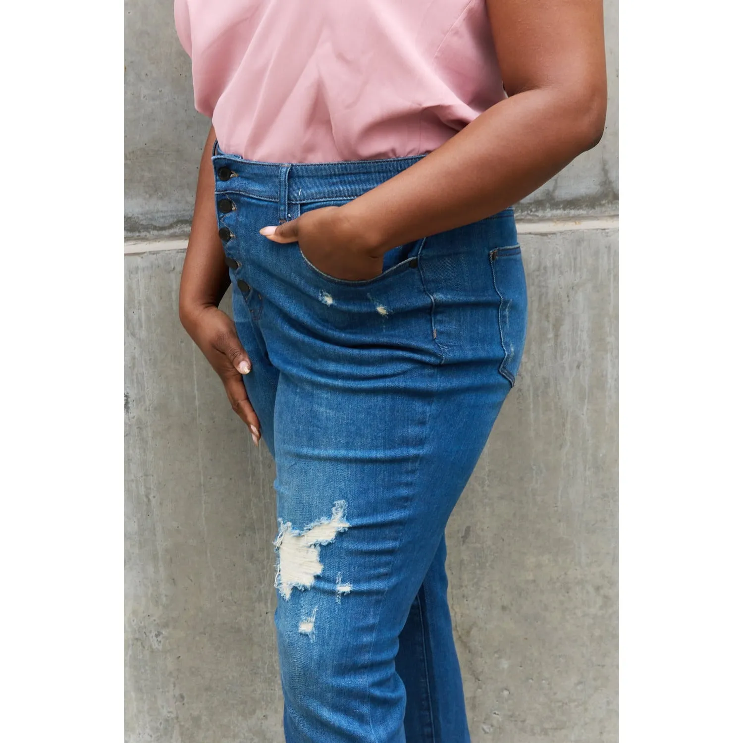 Judy Blue Melanie Full Size High Waisted Distressed Boyfriend Jeans