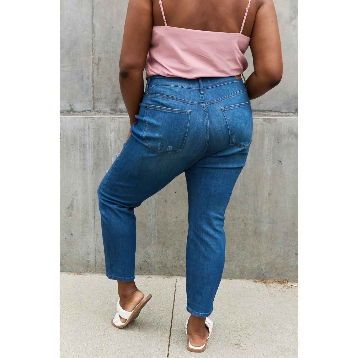 Judy Blue Melanie Full Size High Waisted Distressed Boyfriend Jeans