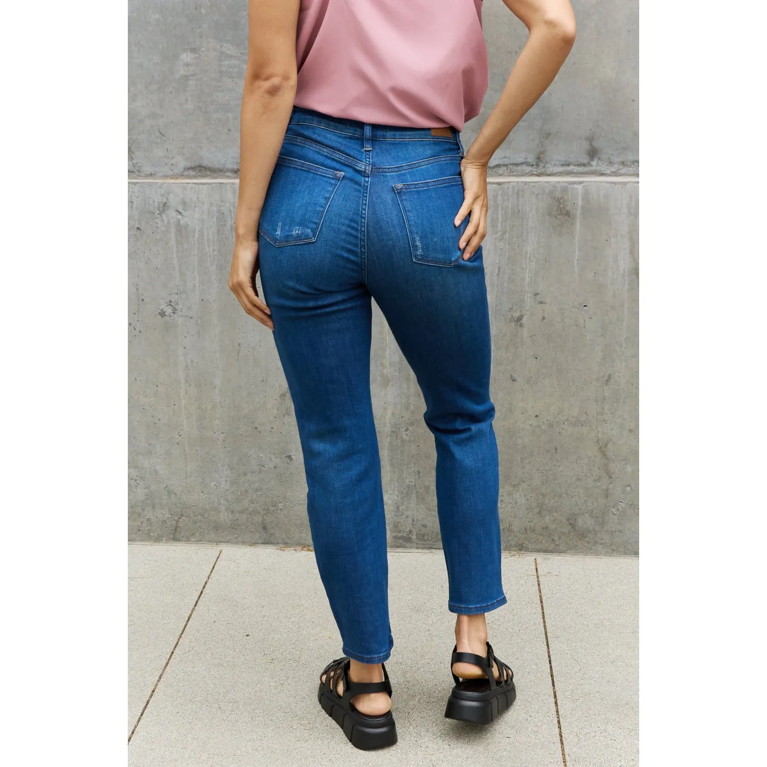 Judy Blue Melanie Full Size High Waisted Distressed Boyfriend Jeans