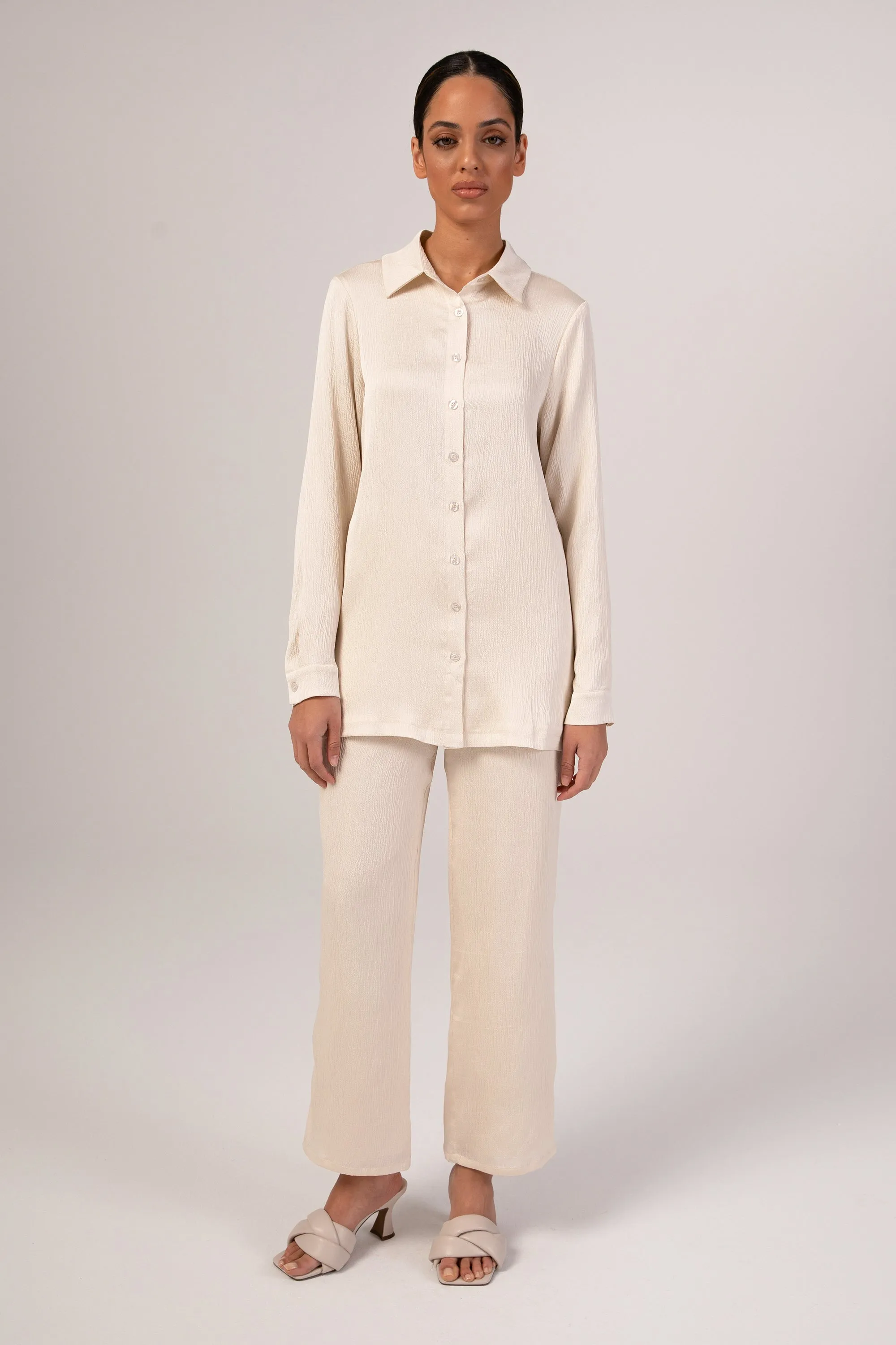 Katia Textured Button Down Top - Ivory