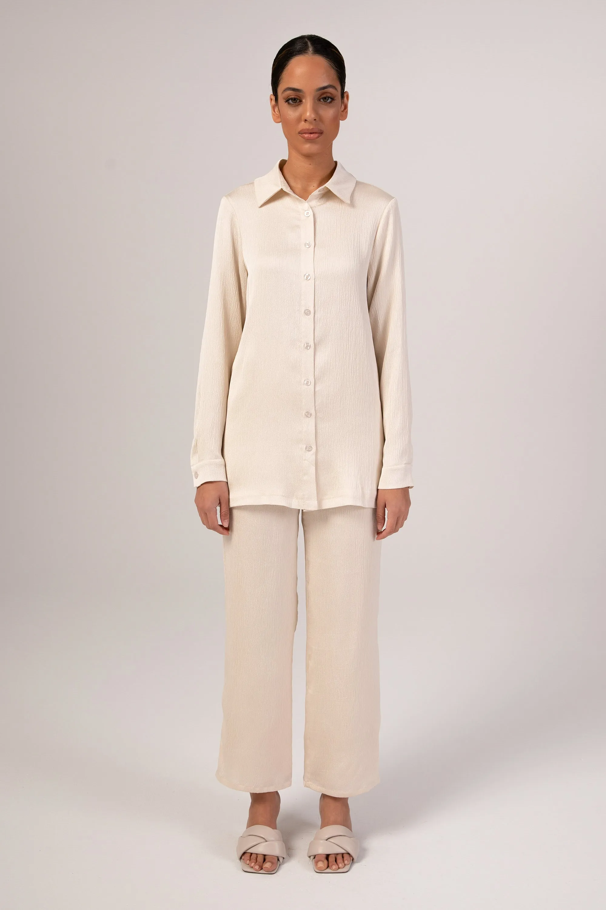 Katia Textured Button Down Top - Ivory