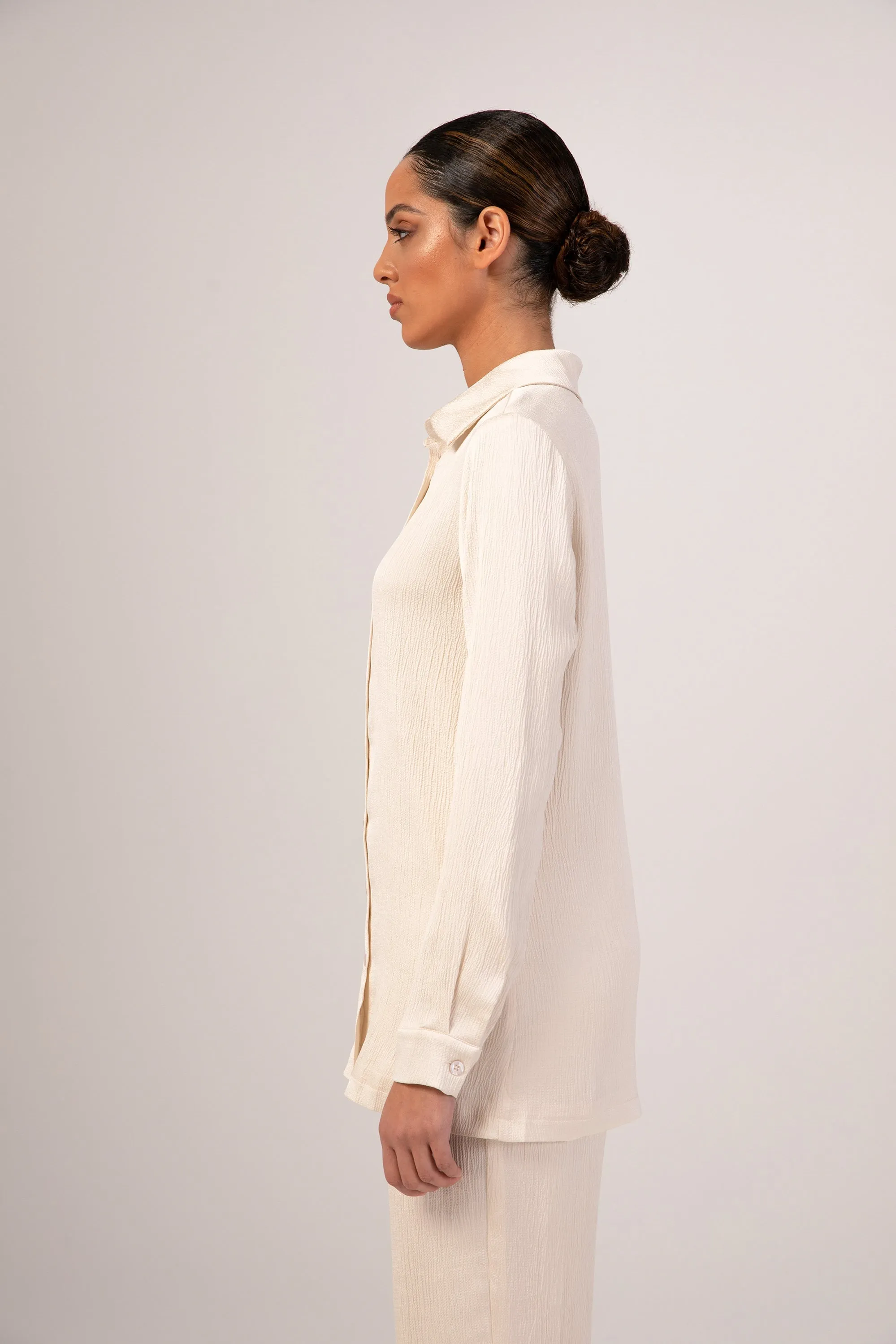 Katia Textured Button Down Top - Ivory