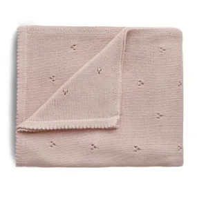 Knitted Pointelle Baby Blanket (Blush)