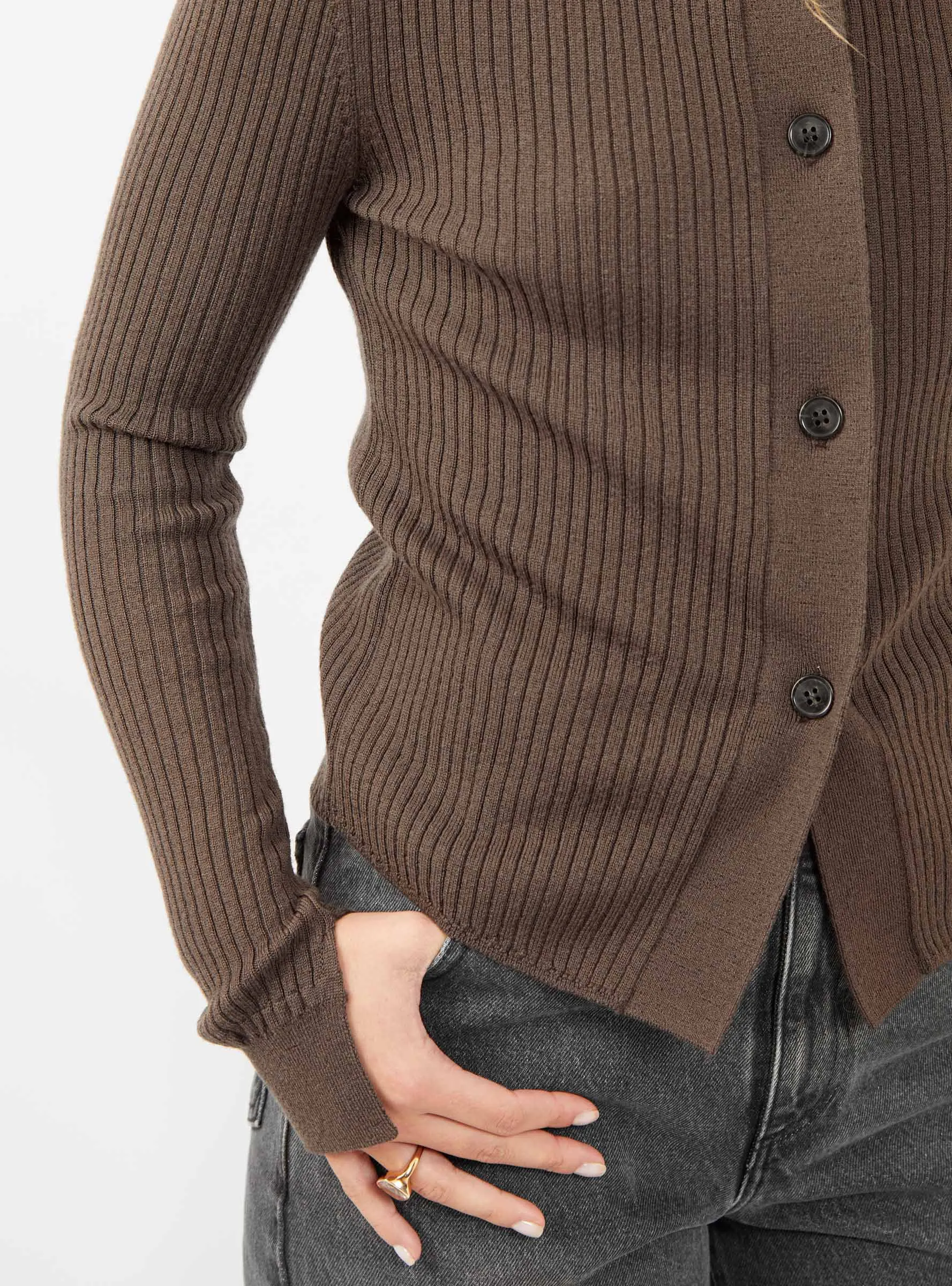 Knitted Rib Shirt Chestnut Brown