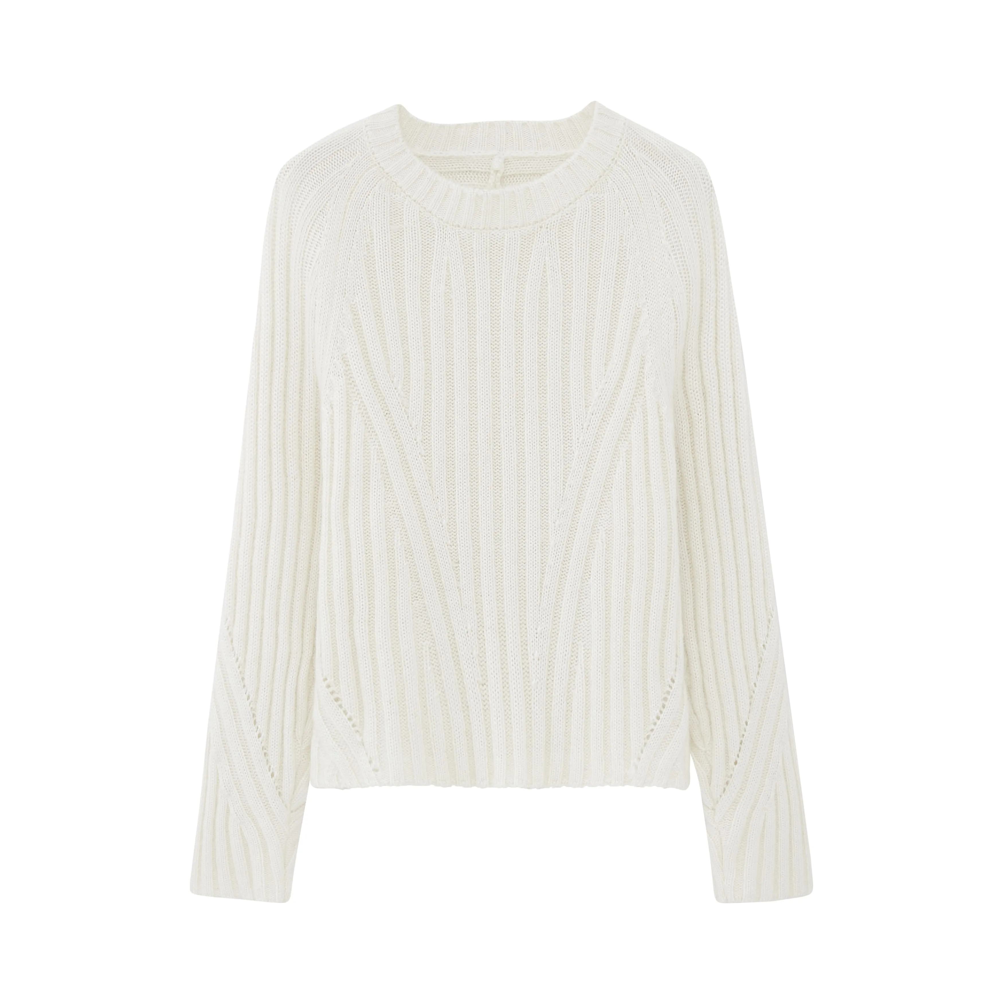 Knitted Ribbed Crew Neck Sweater