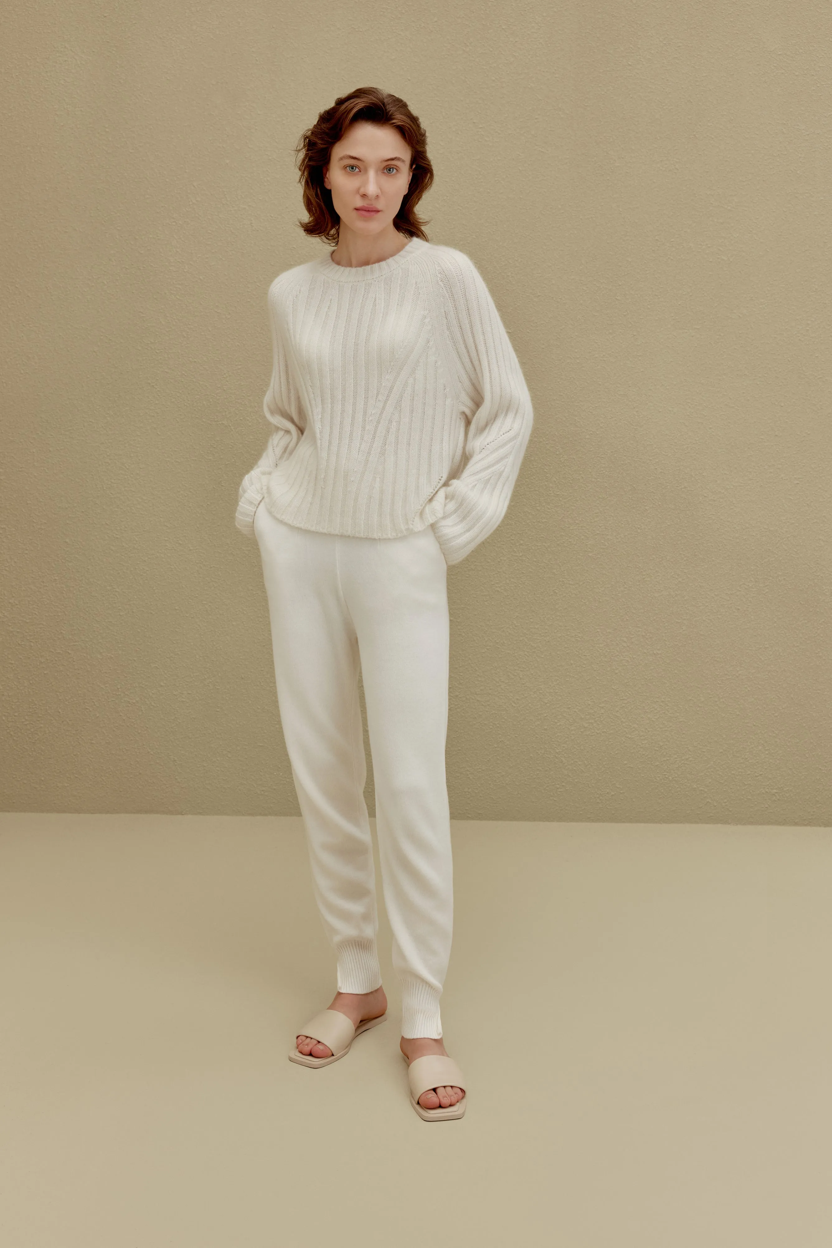 Knitted Ribbed Crew Neck Sweater