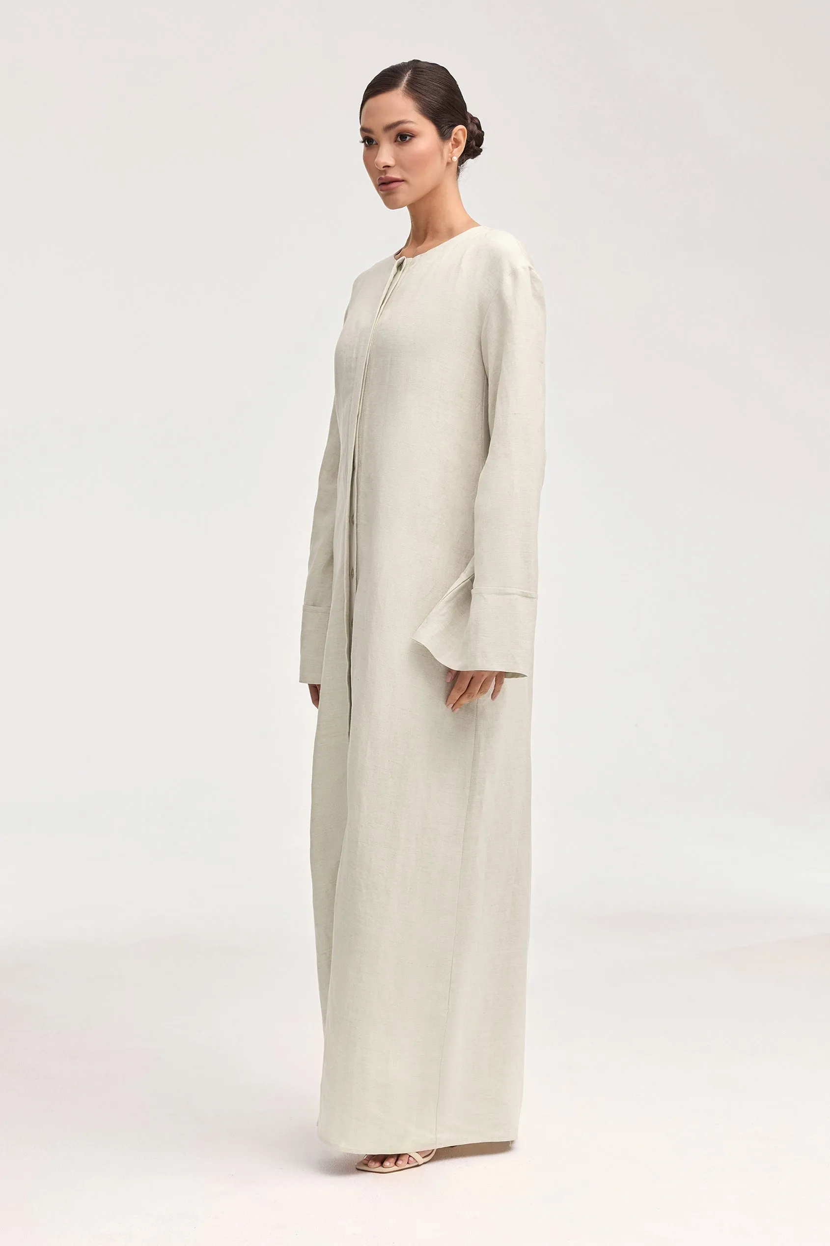 Lana Linen Button Down Maxi Dress - Oatmeal