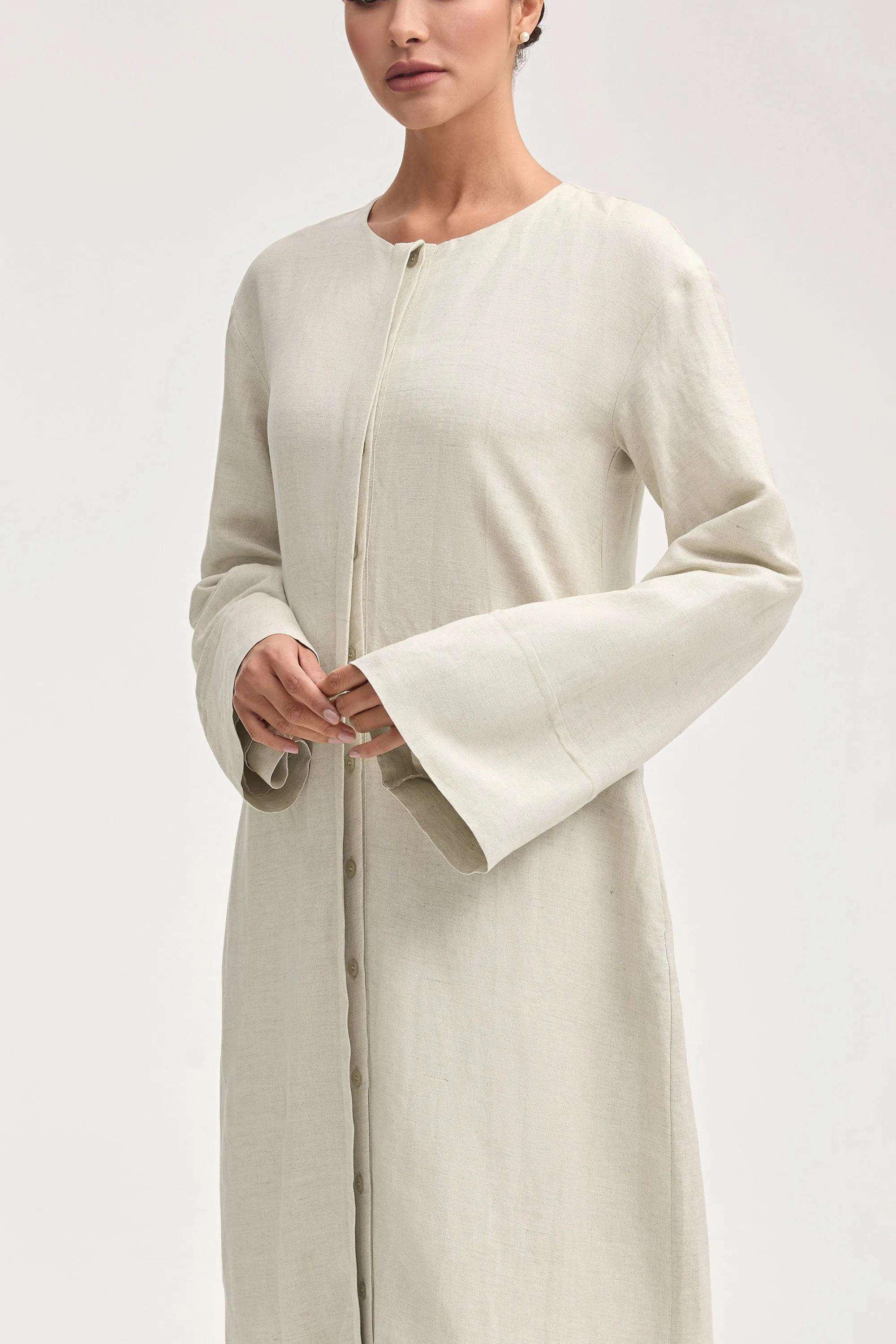 Lana Linen Button Down Maxi Dress - Oatmeal