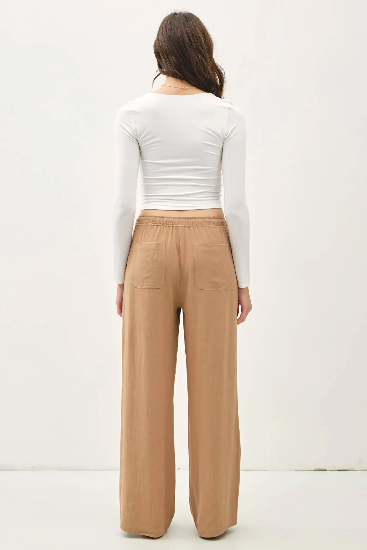 Linen Blend Wide Leg Pants