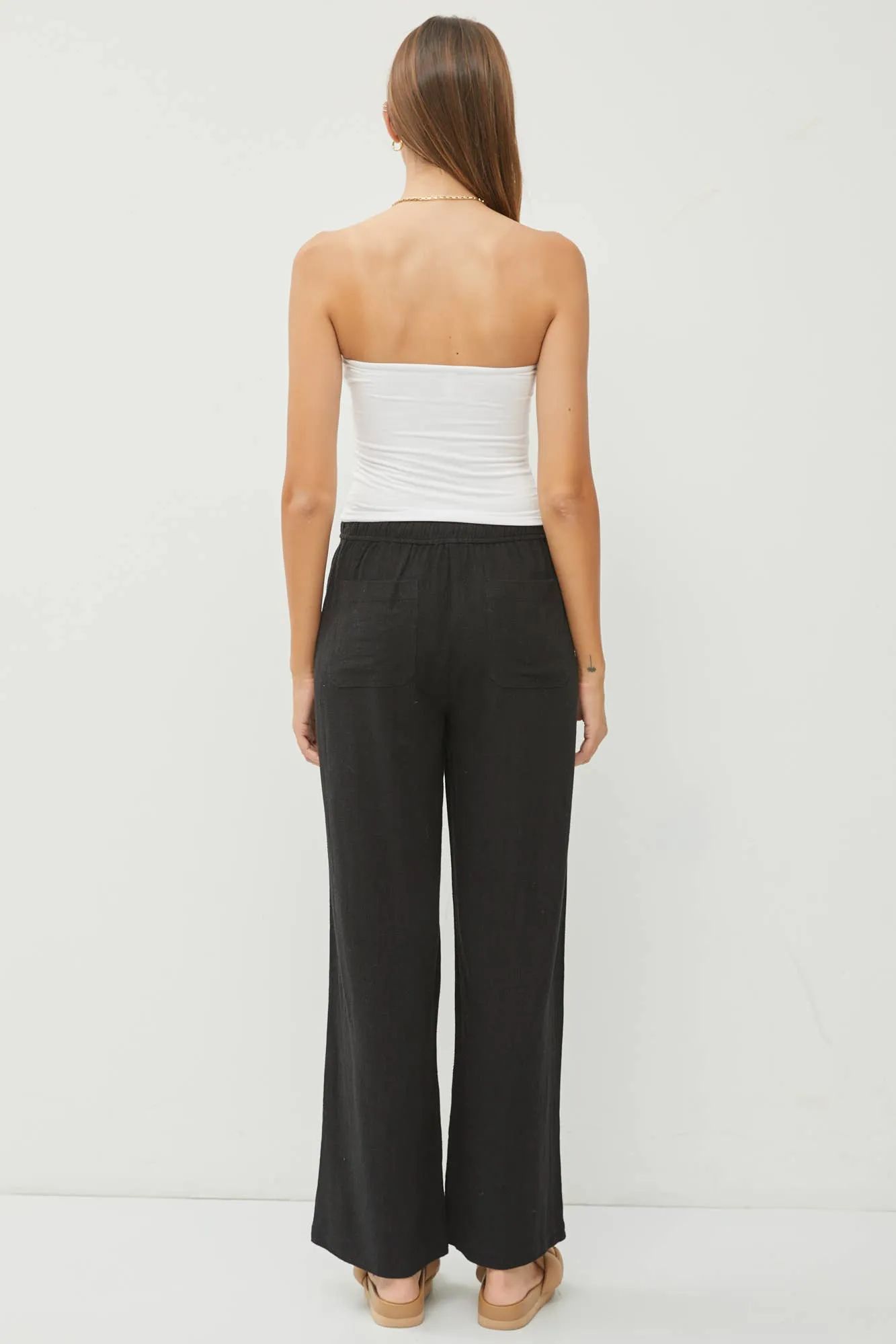 Linen Blend Wide Leg Pants