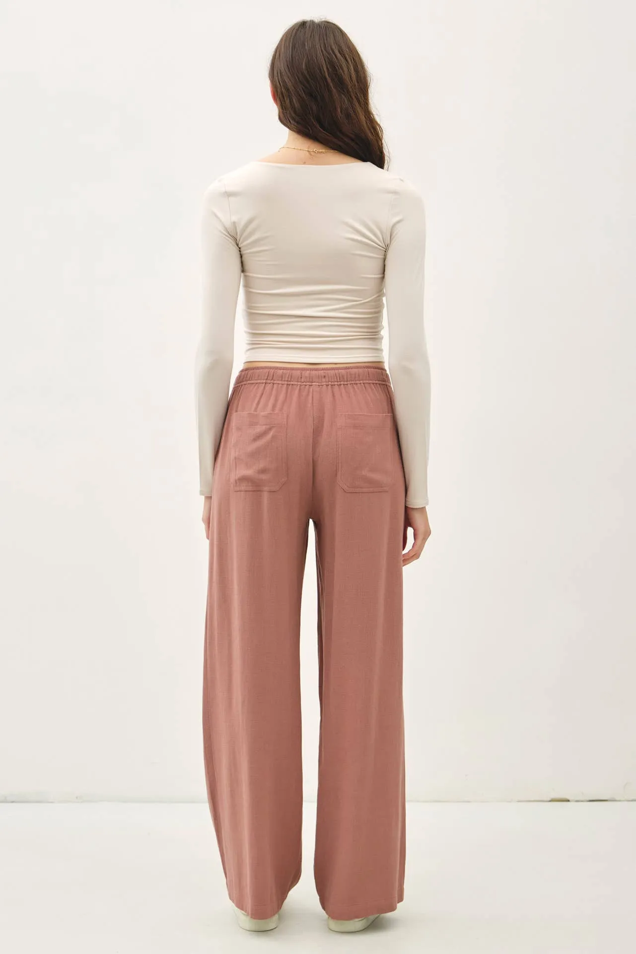 Linen Blend Wide Leg Pants