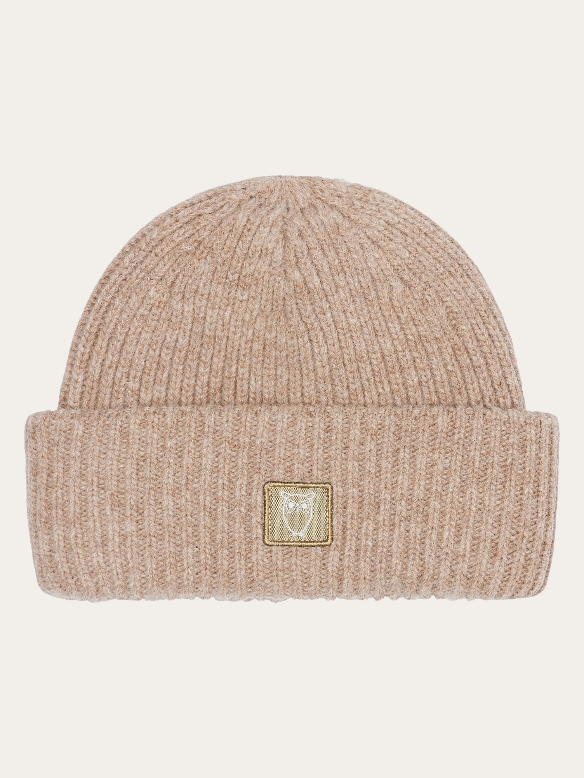 Low wool rib beanie - Kelp melange