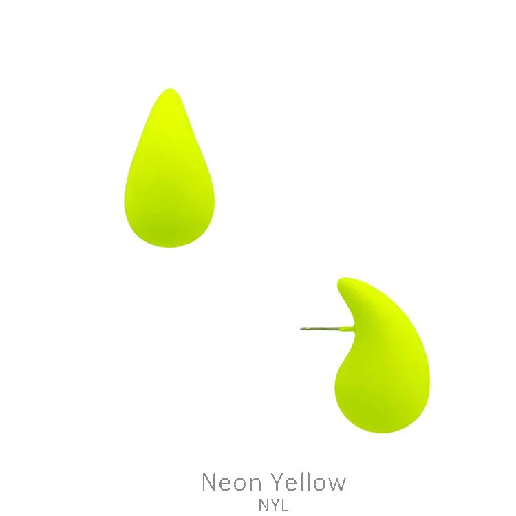 Matte Neon Yellow Trendy teardrop earrings