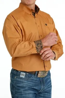 Men's Cinch SOLID BUTTON-DOWN WESTERN SHIRT - GOLD