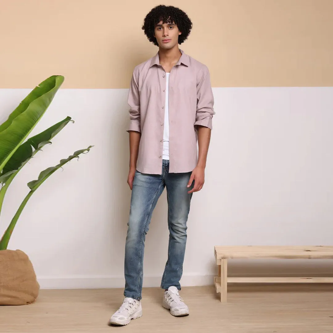 Men's Pure Linen Casual Shirt - Light Onion