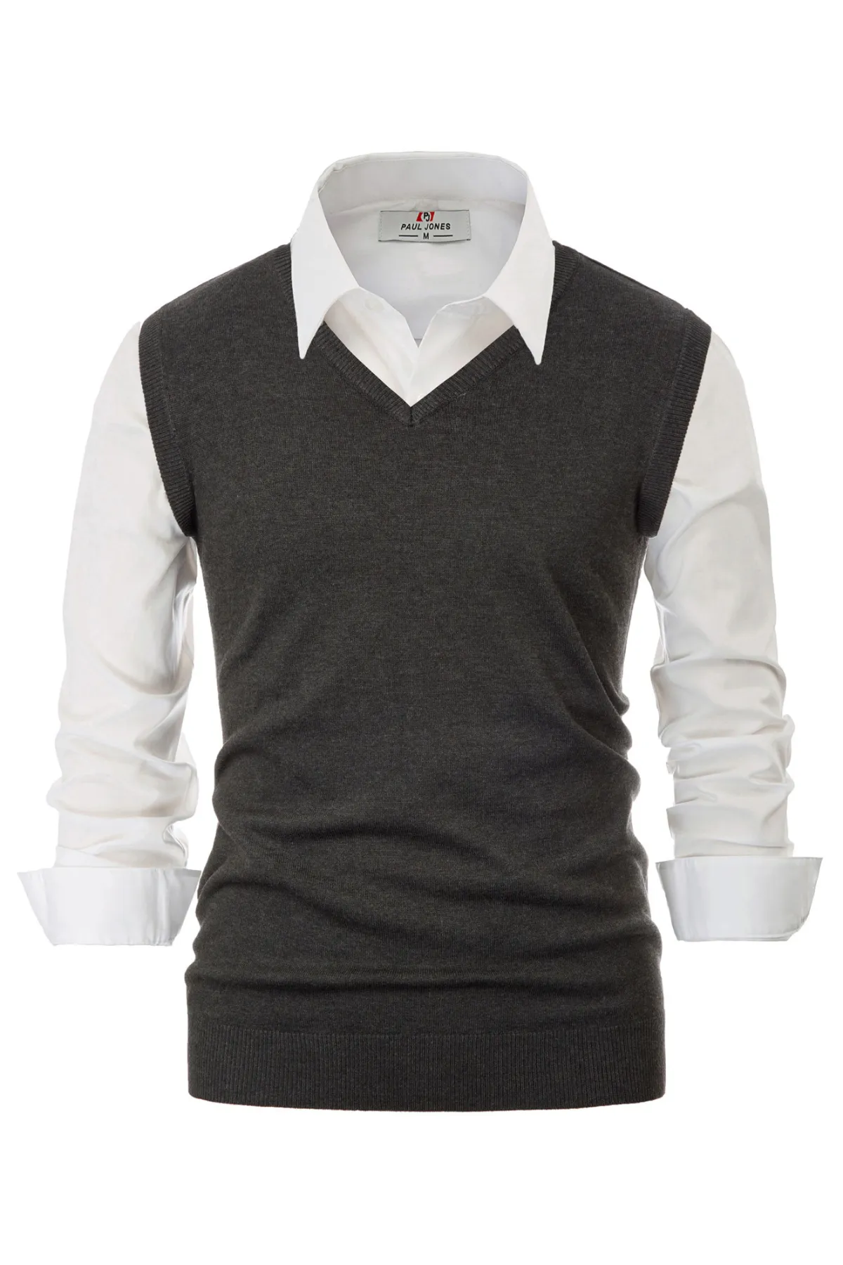 Mens V-Neck Knitted Sweater Vest Solid Plain Sleeveless Pullover Knitwear