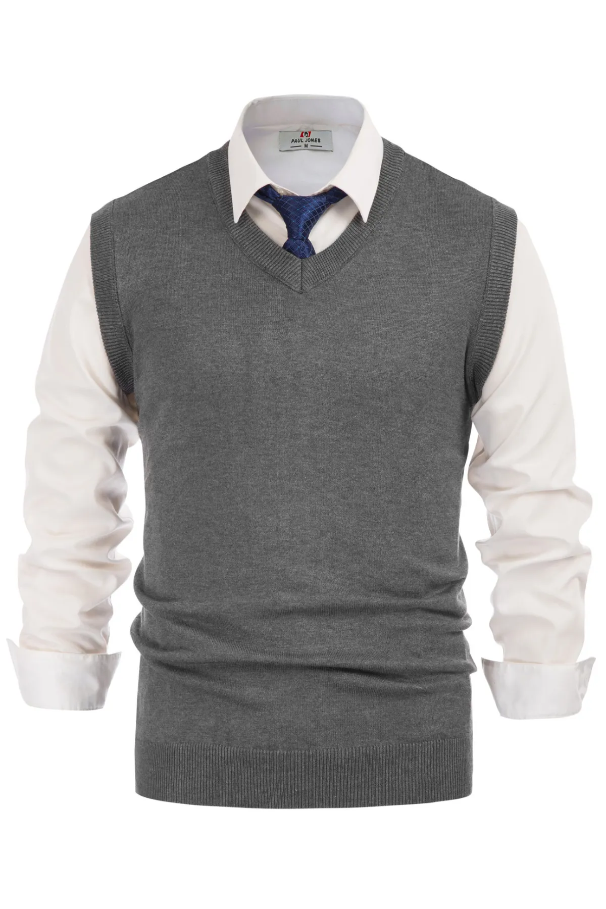 Mens V-Neck Knitted Sweater Vest Solid Plain Sleeveless Pullover Knitwear