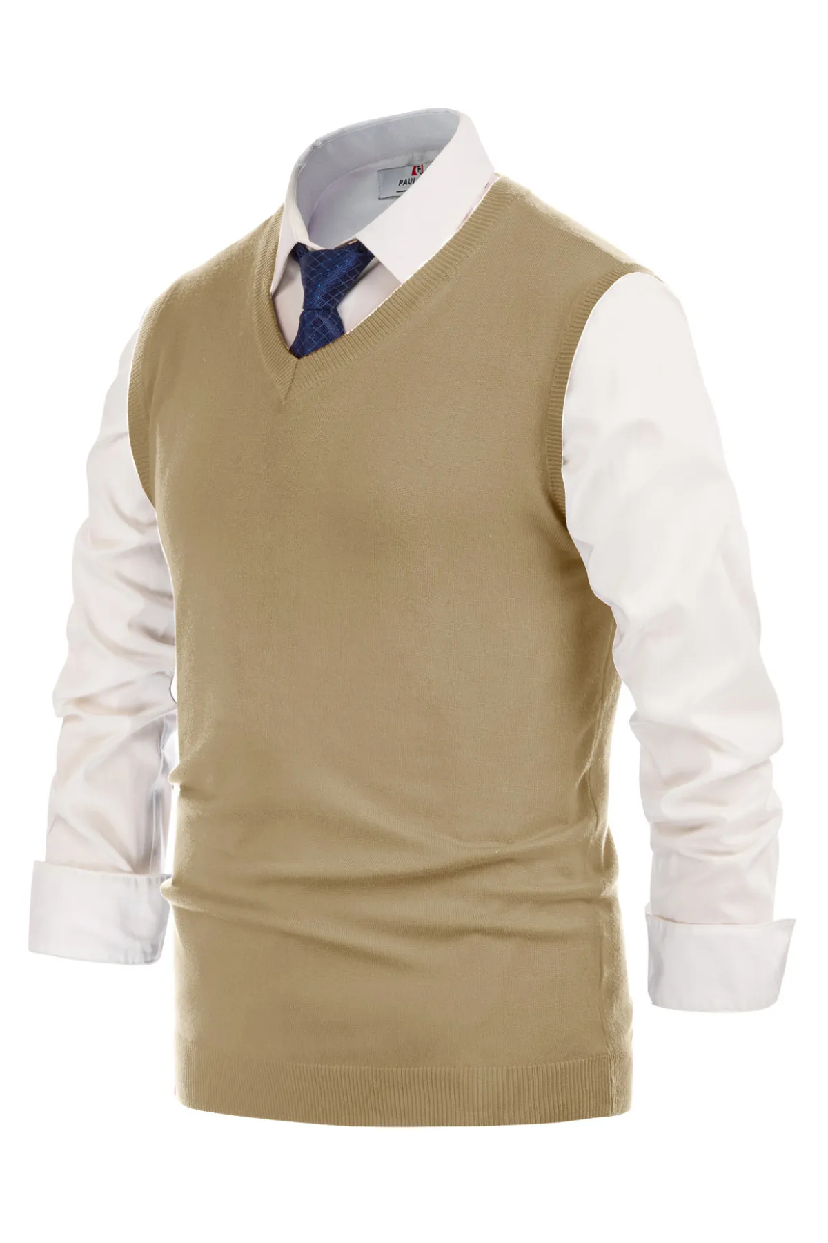 Mens V-Neck Knitted Sweater Vest Solid Plain Sleeveless Pullover Knitwear