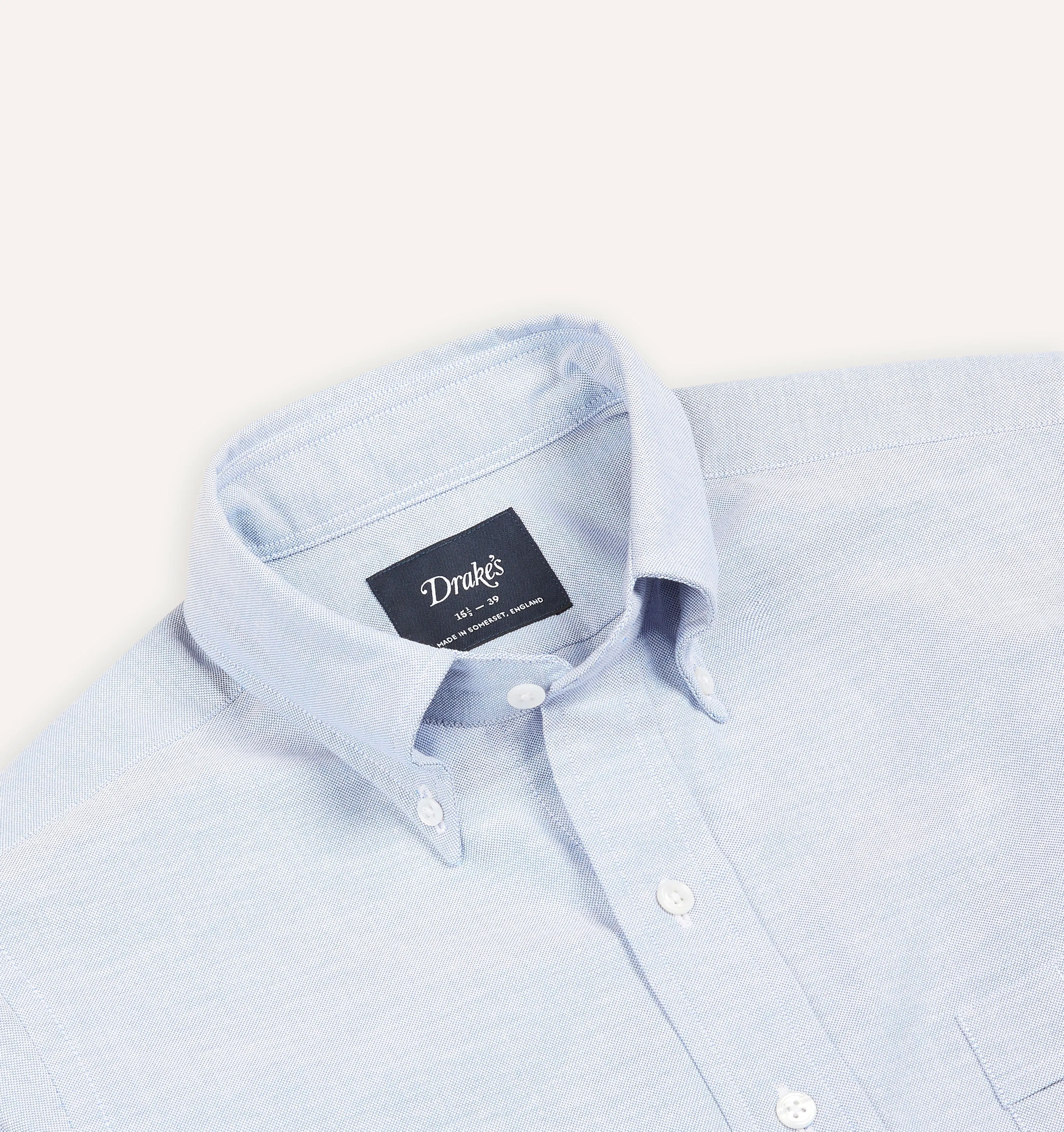 Mid-Blue Cotton Oxford Cloth Button-Down Shirt