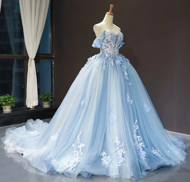 Off Shoulder Ball Gown Long Prom Dress with Appliques and Beading,Fashion Dance Dress,Sweet 16 Quinceanera Dress,BP170