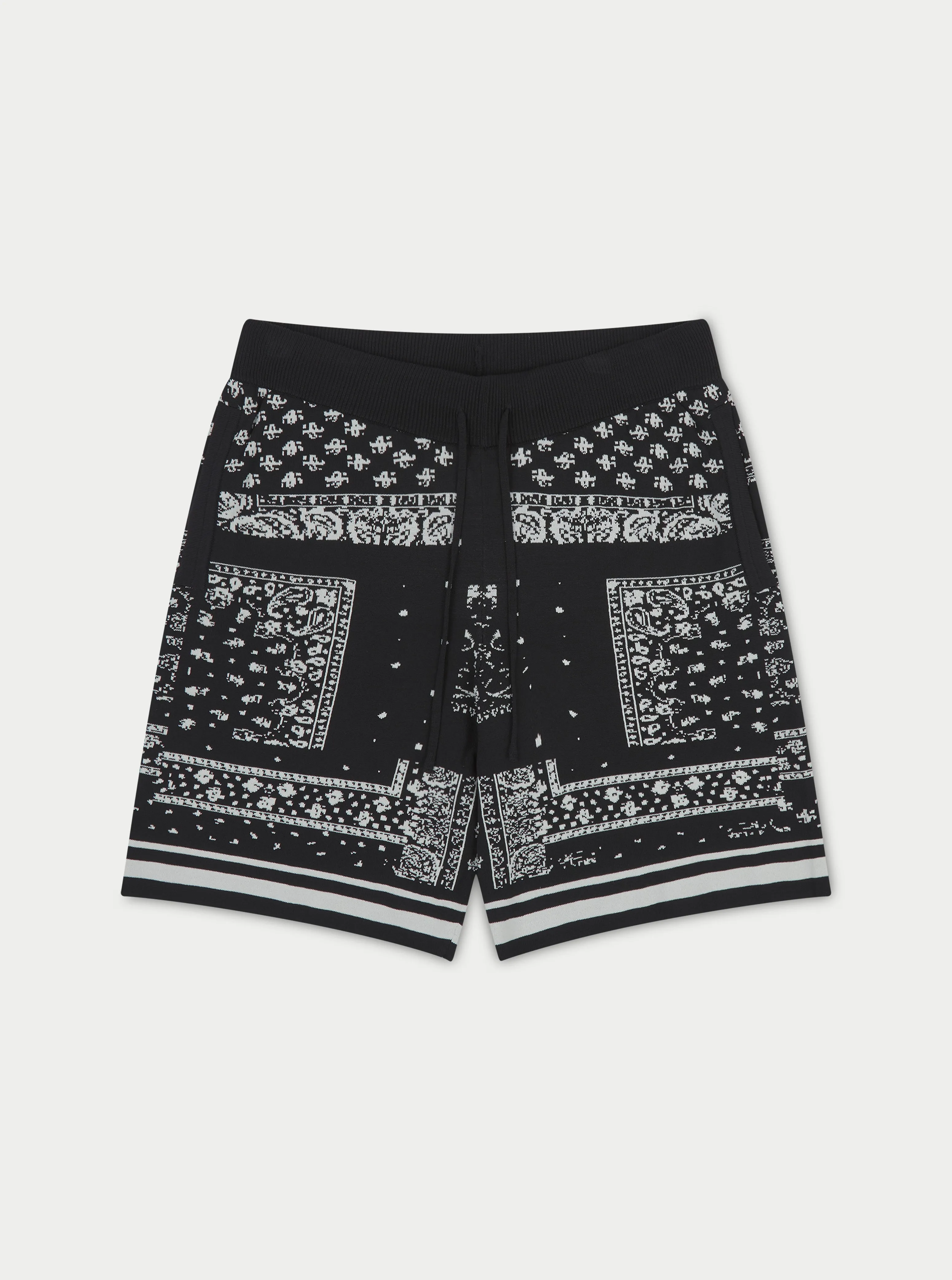 PAISLEY KNITTED SHORTS - BLACK