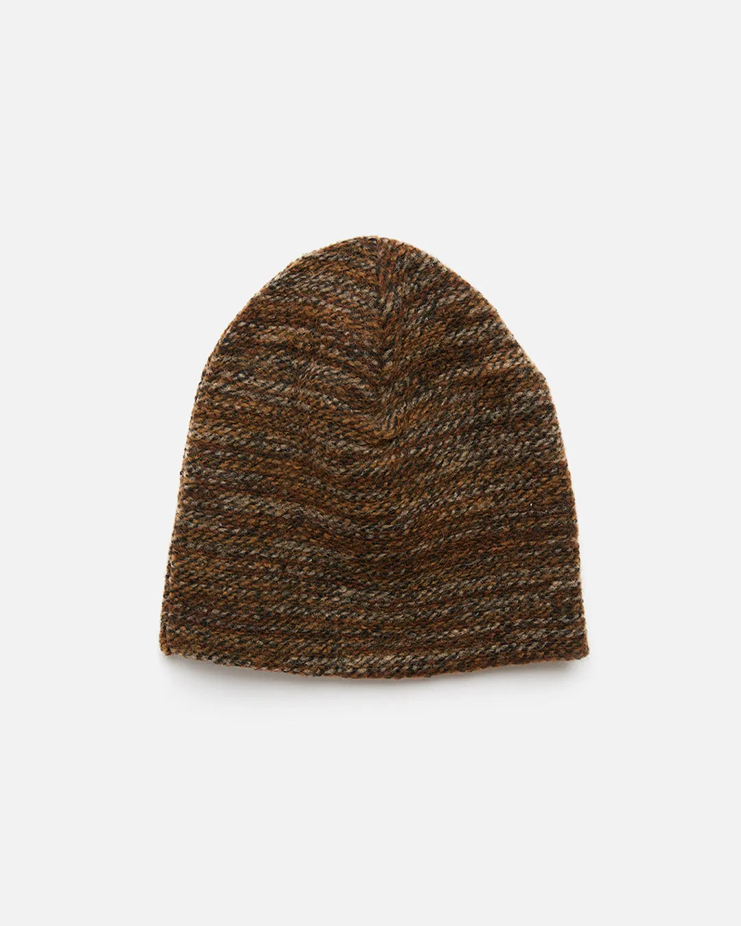 Poly Wool Melange Knit Beanie - Brown