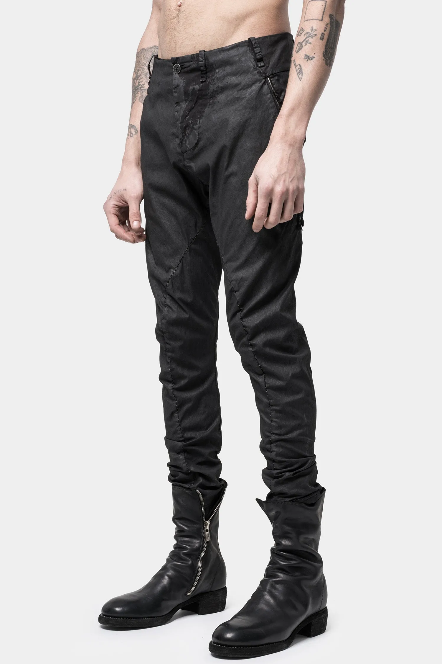 Poplin split zip pants