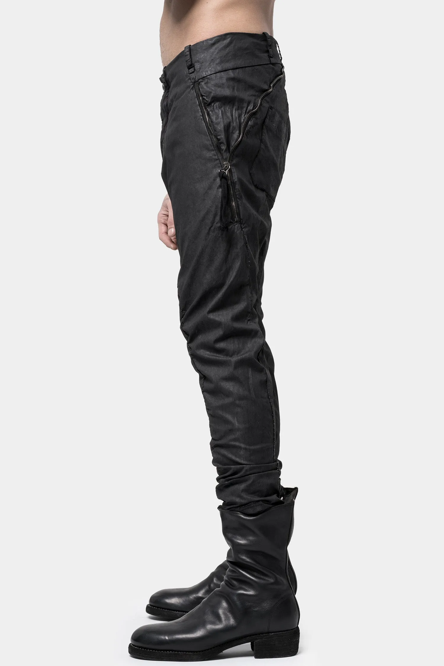 Poplin split zip pants