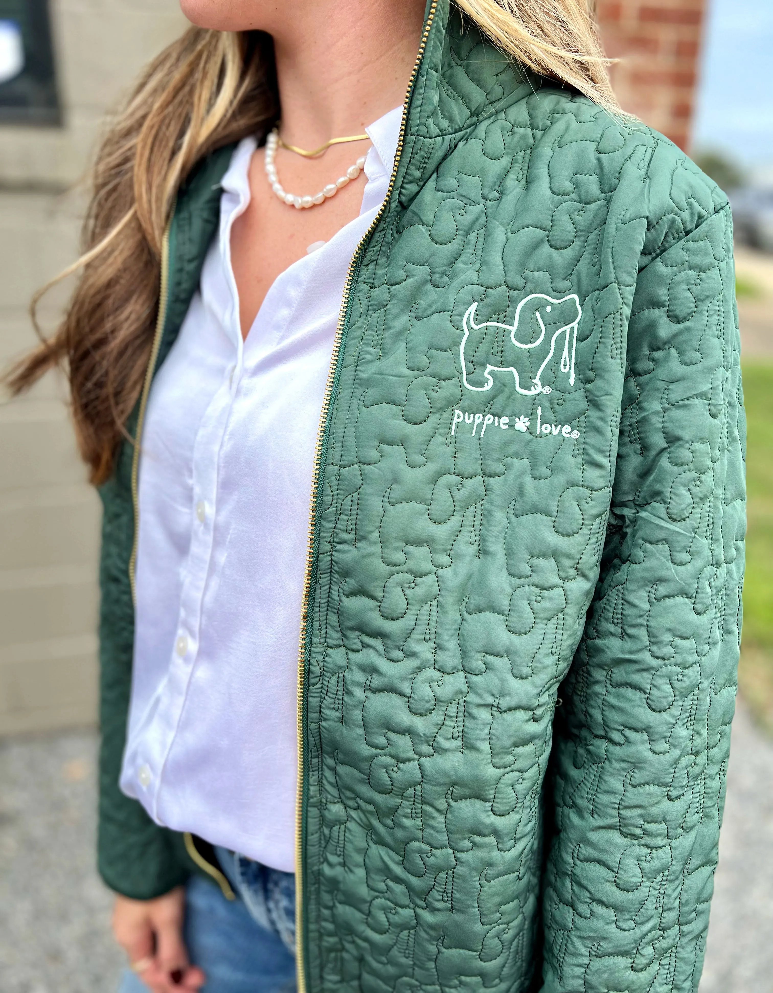 QUILTED JACKET, FOREST GREEN