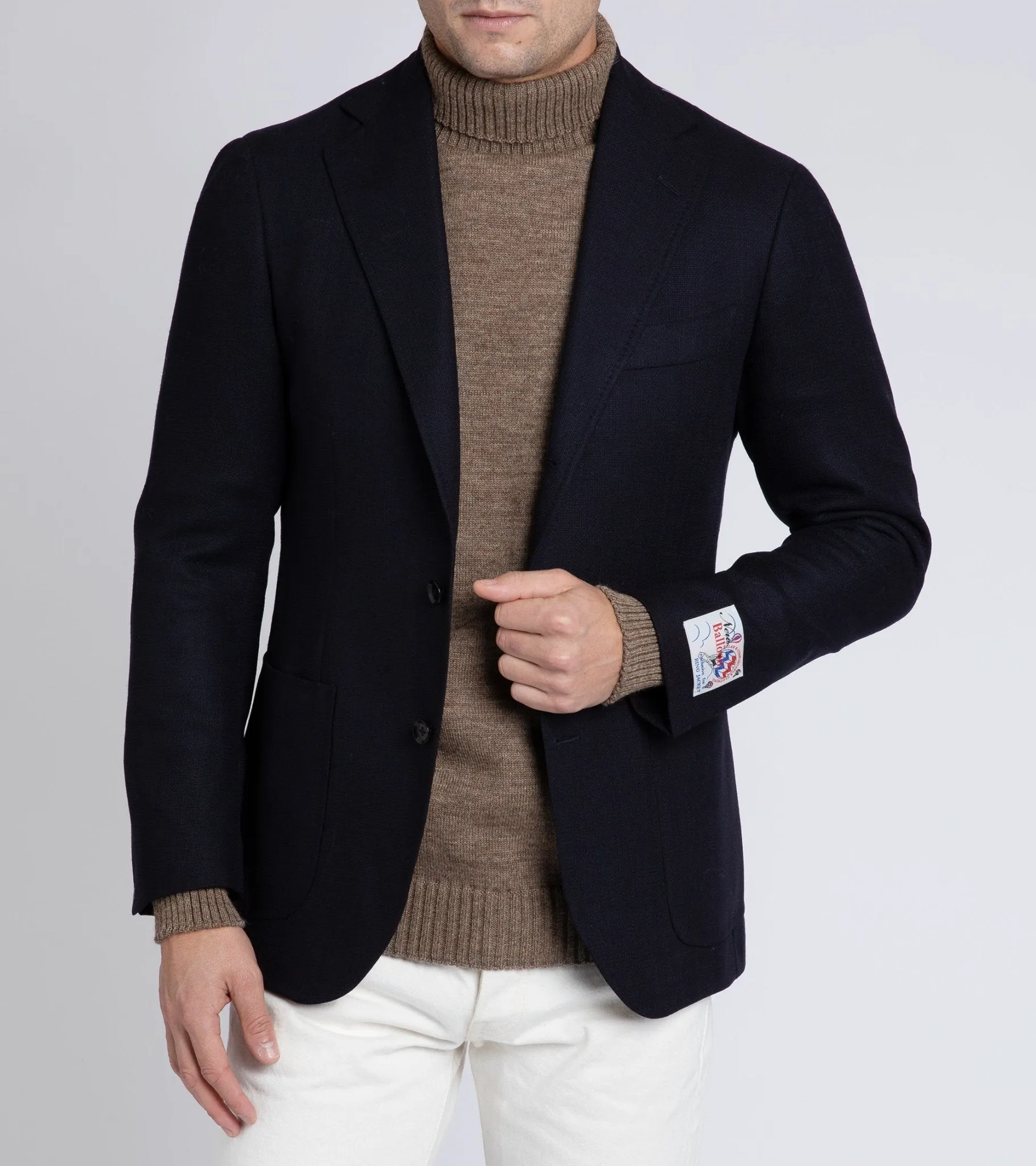 Ring Jacket Wool Mesh Balloon Jacket: Navy