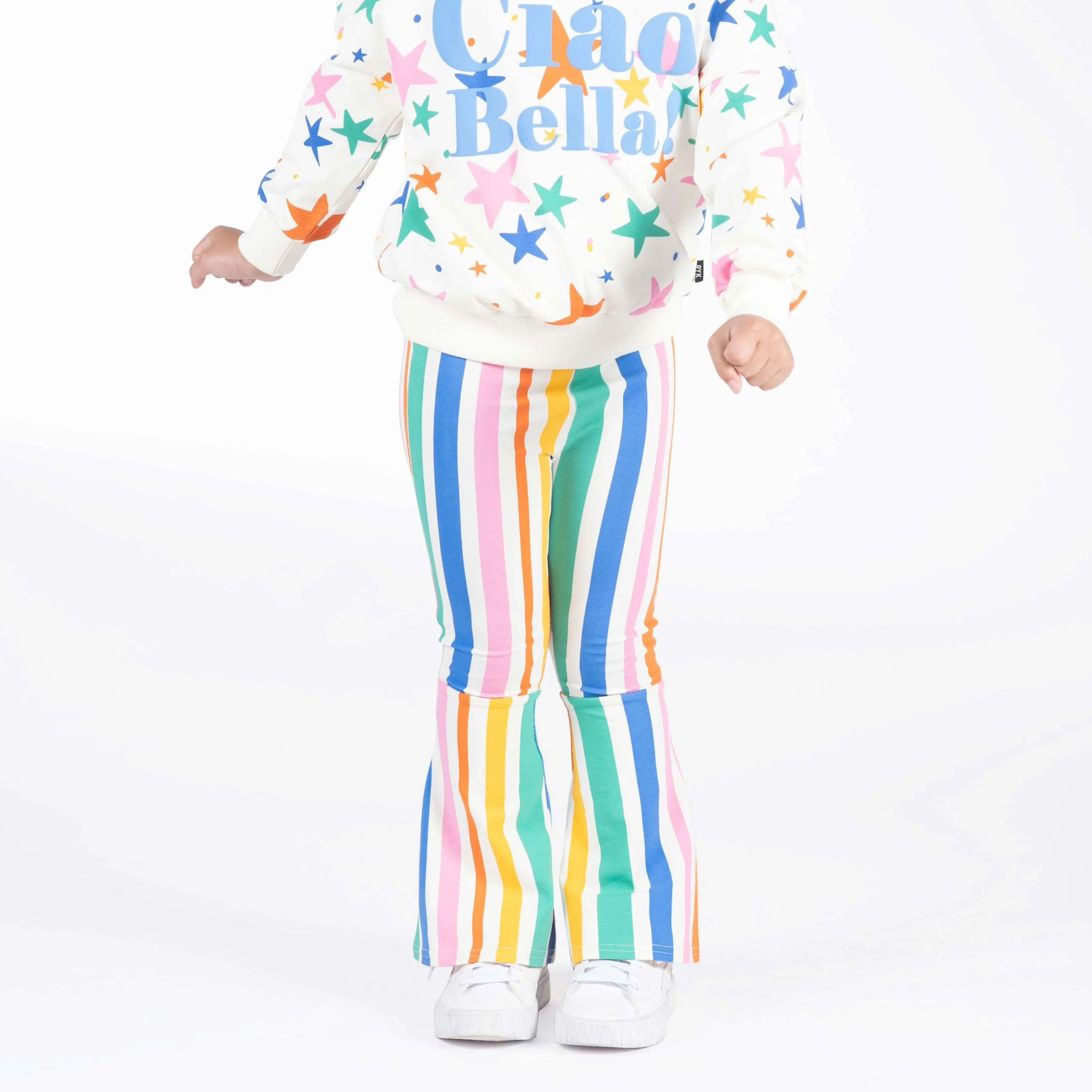 Rock Your Kid Rainbow Stripes High Waisted Flares