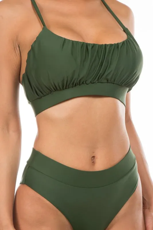 Ruched Top High Waisted Bikini