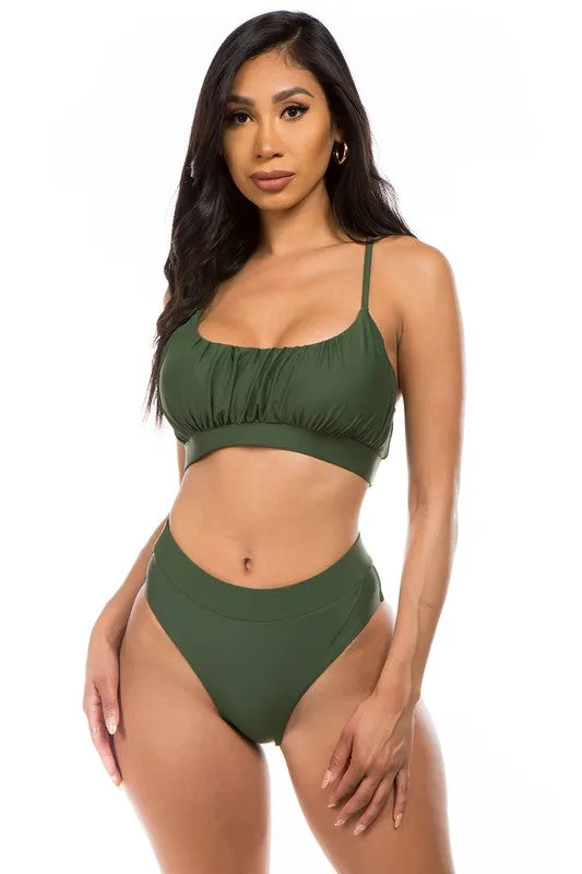 Ruched Top High Waisted Bikini